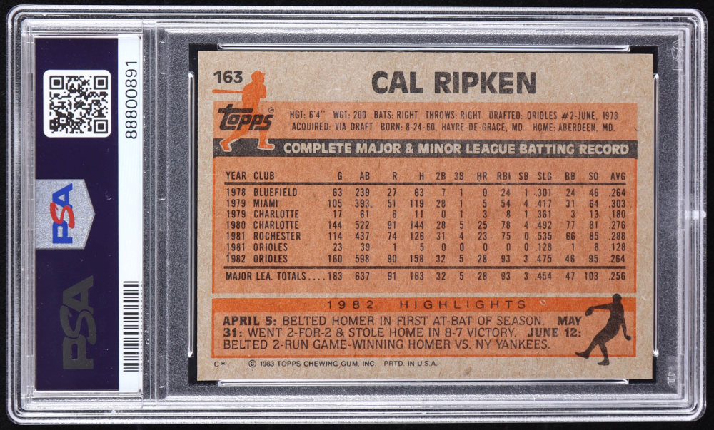 Cal Ripken 1983 Topps #163 (PSA 9) | Pristine Auction