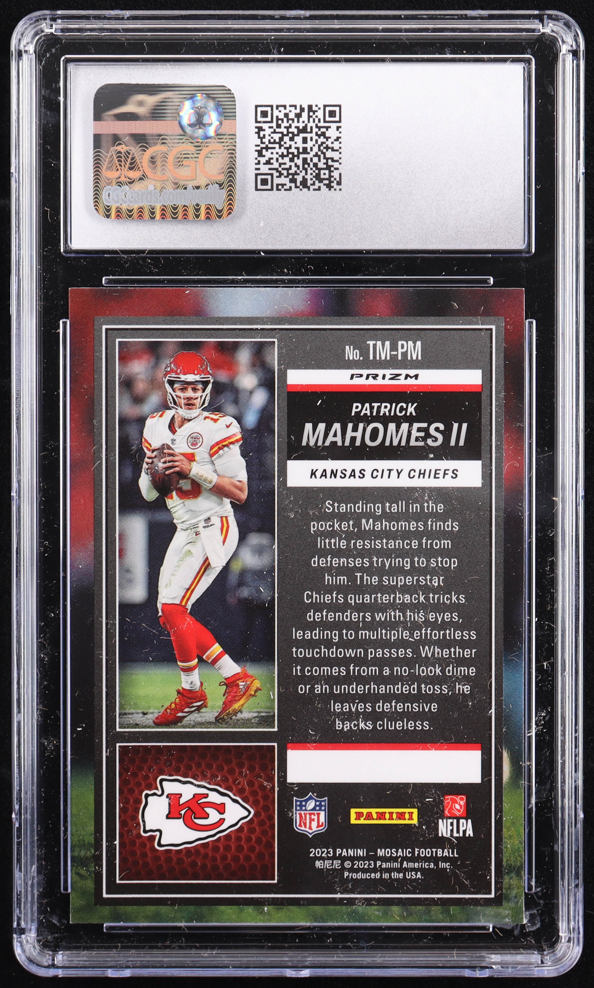 Patrick Mahomes II 2023 Panini Mosaic Touchdown Masters Mosaic #1 (CGC 9) at PristineAuction.com Patrick Mahomes II 2023 Panini Mosaic Touchdown Masters Mosaic #1 (CGC 9) at PristineAuction.com