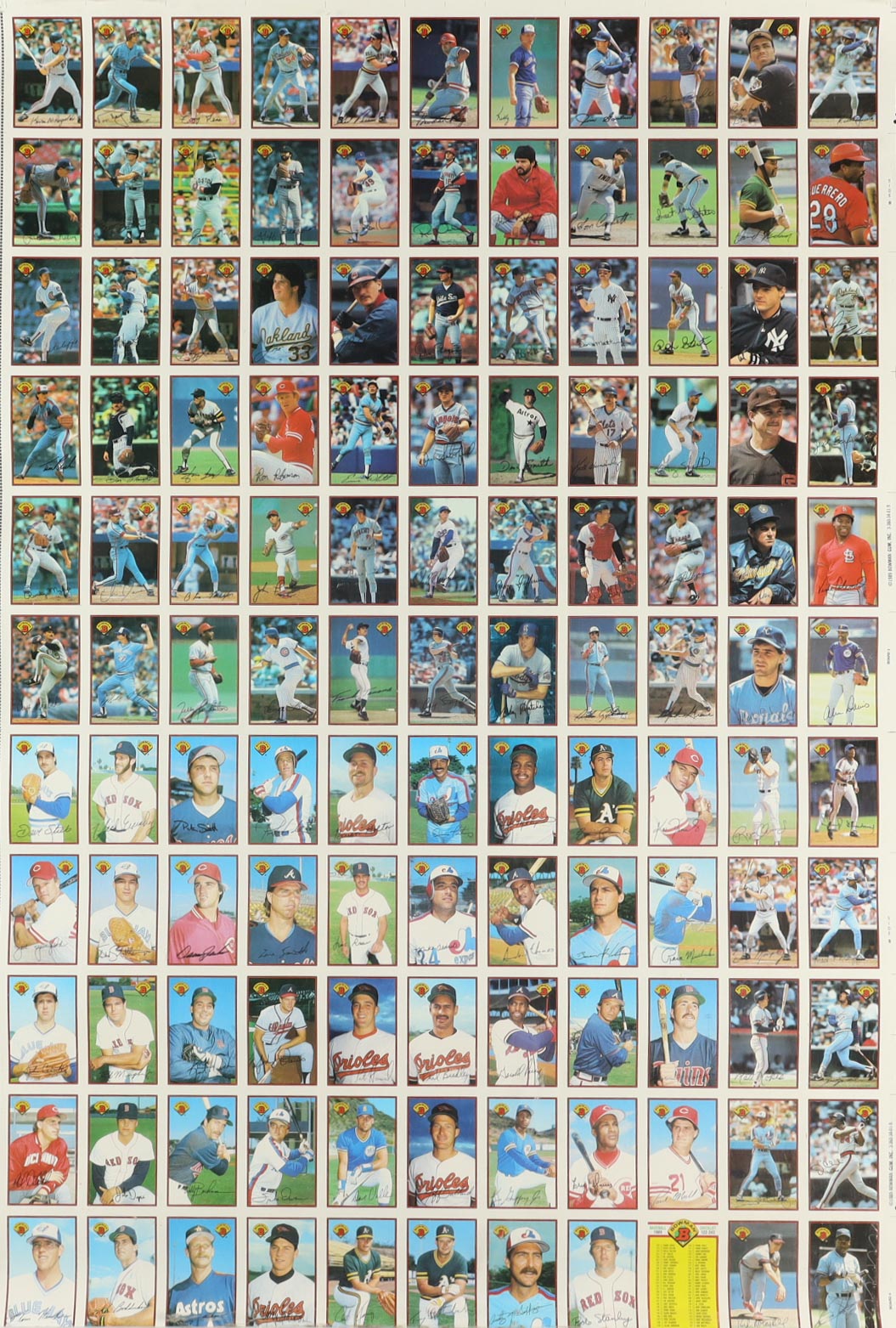 1989 Bowman Baseball Uncut Card Sheet at PristineAuction.com 1989 Bowman Baseball Uncut Card Sheet at PristineAuction.com