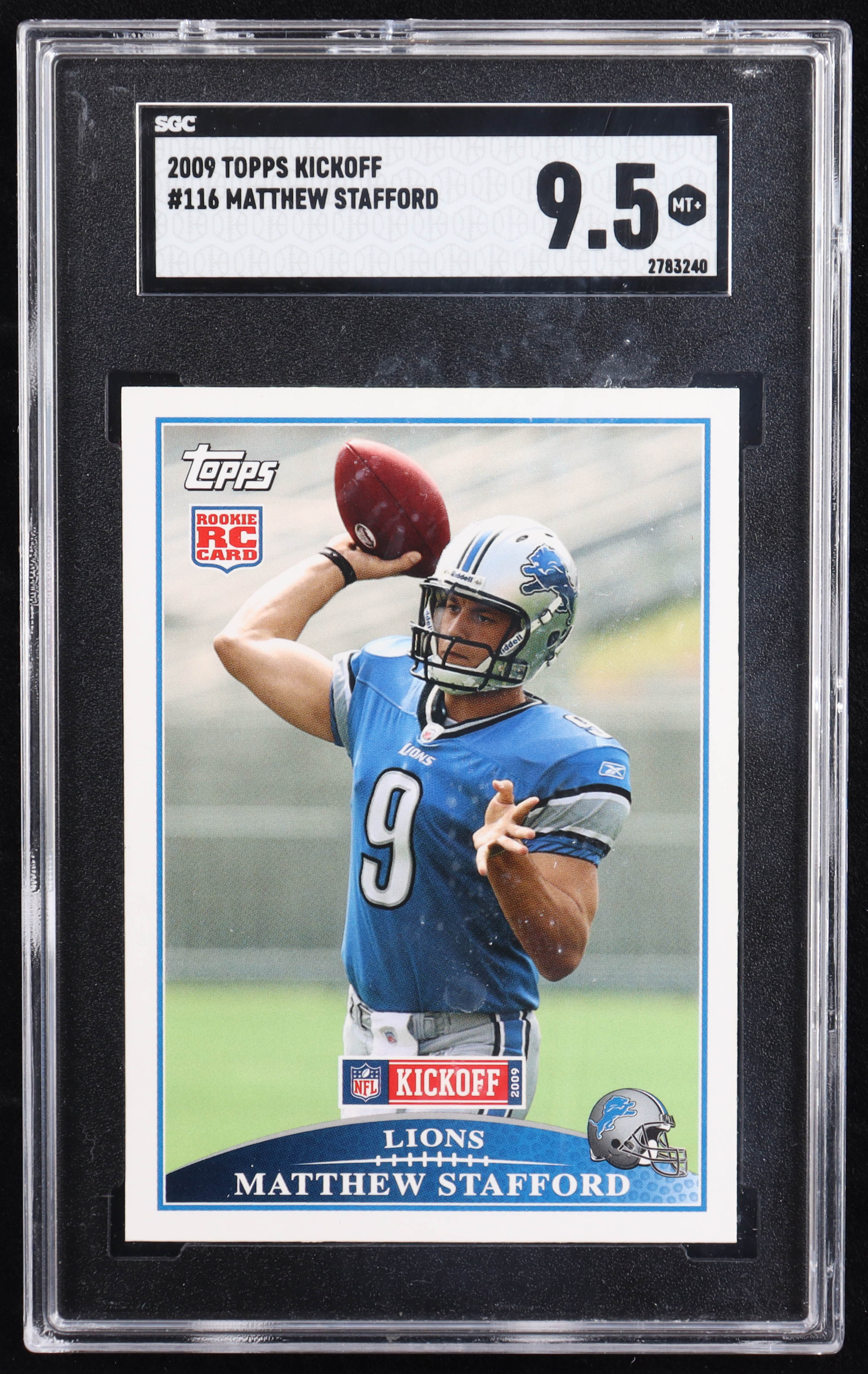 Matthew Stafford 2009 Topps Kickoff #116 RC (SGC 9.5) at PristineAuction.com Matthew Stafford 2009 Topps Kickoff #116 RC (SGC 9.5) at PristineAuction.com