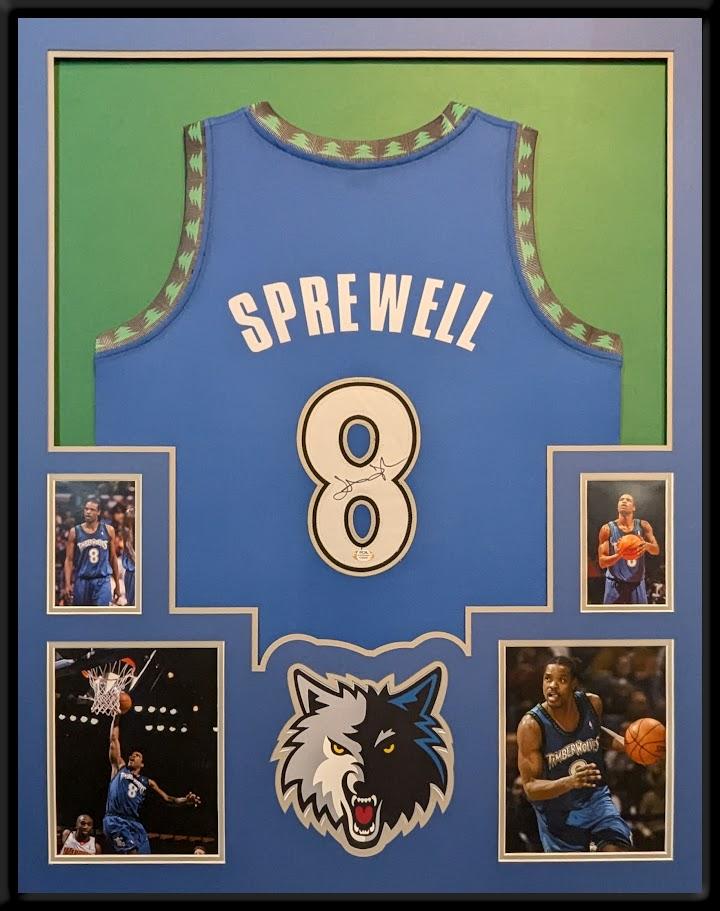 Latrell Sprewell Signed Custom Framed Jersey (Beckett) at PristineAuction.com Latrell Sprewell Signed Custom Framed Jersey (Beckett) at PristineAuction.com