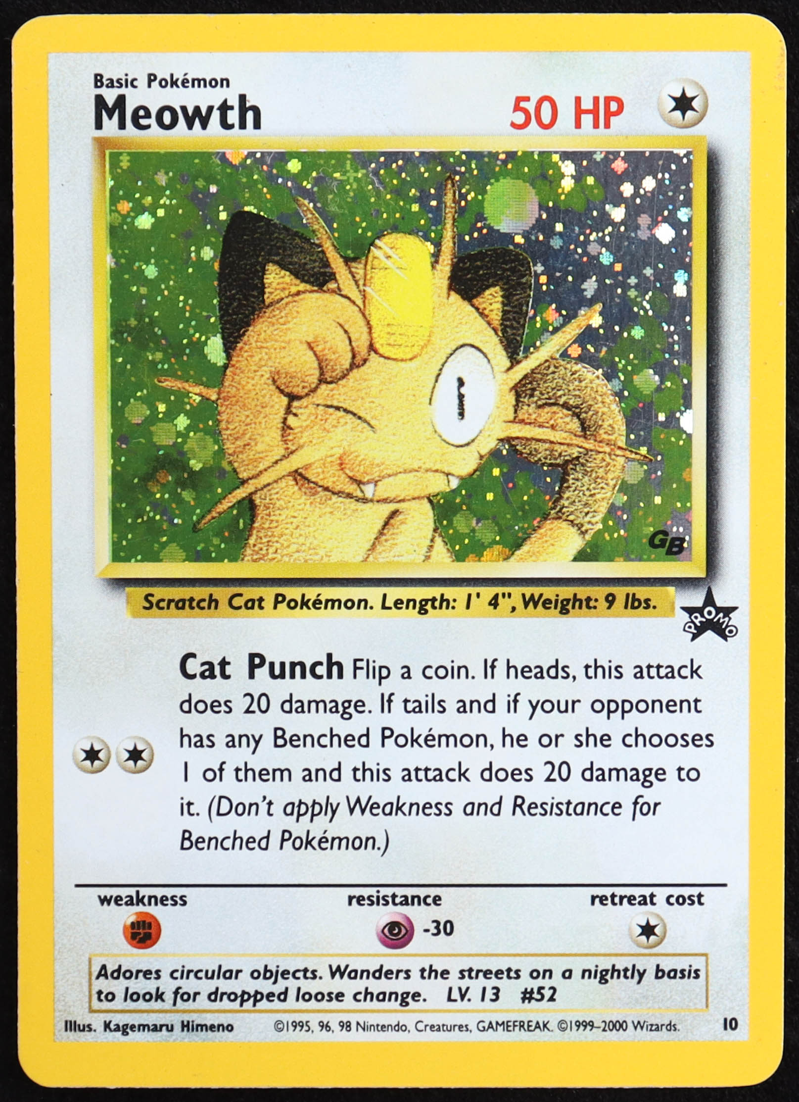 Meowth 1999-02 Pokemon Wizards of the Coast Black Star Promos #10 Holo at PristineAuction.com Meowth 1999-02 Pokemon Wizards of the Coast Black Star Promos #10 Holo at PristineAuction.com
