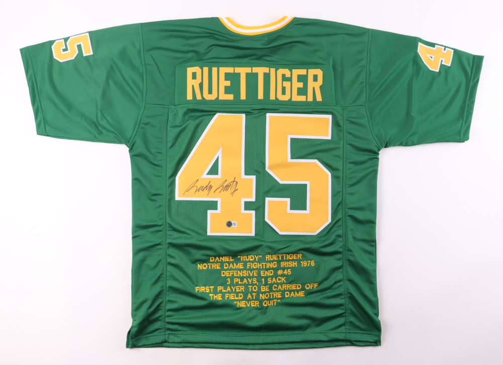 Rudy Ruettiger Signed Career Highlight Stat Jersey (Beckett) at PristineAuction.com Rudy Ruettiger Signed Career Highlight Stat Jersey (Beckett) at PristineAuction.com