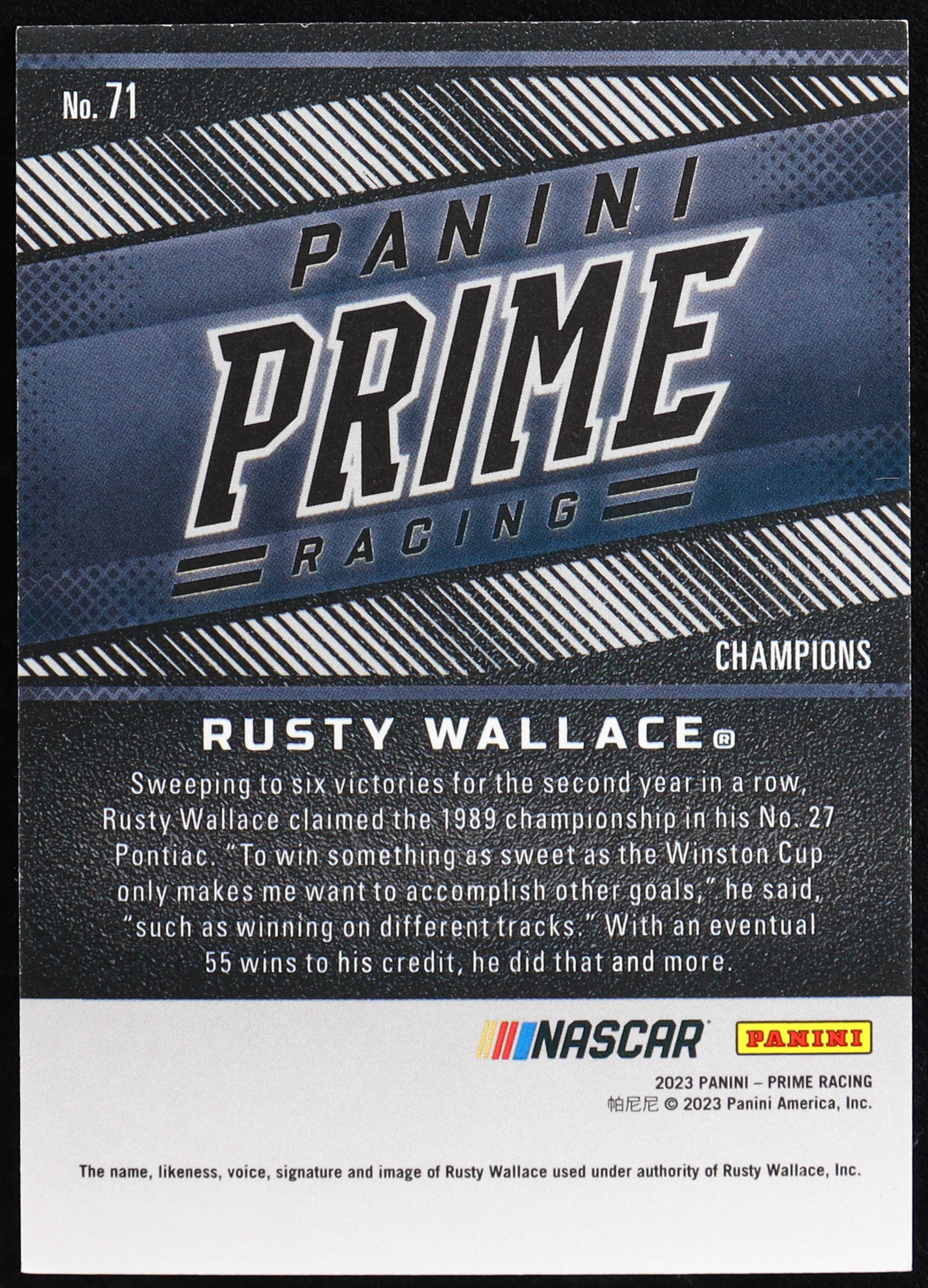 Rusty Wallace 2023 Panini Prime #71 #11/49 C at PristineAuction.com Rusty Wallace 2023 Panini Prime #71 #11/49 C at PristineAuction.com