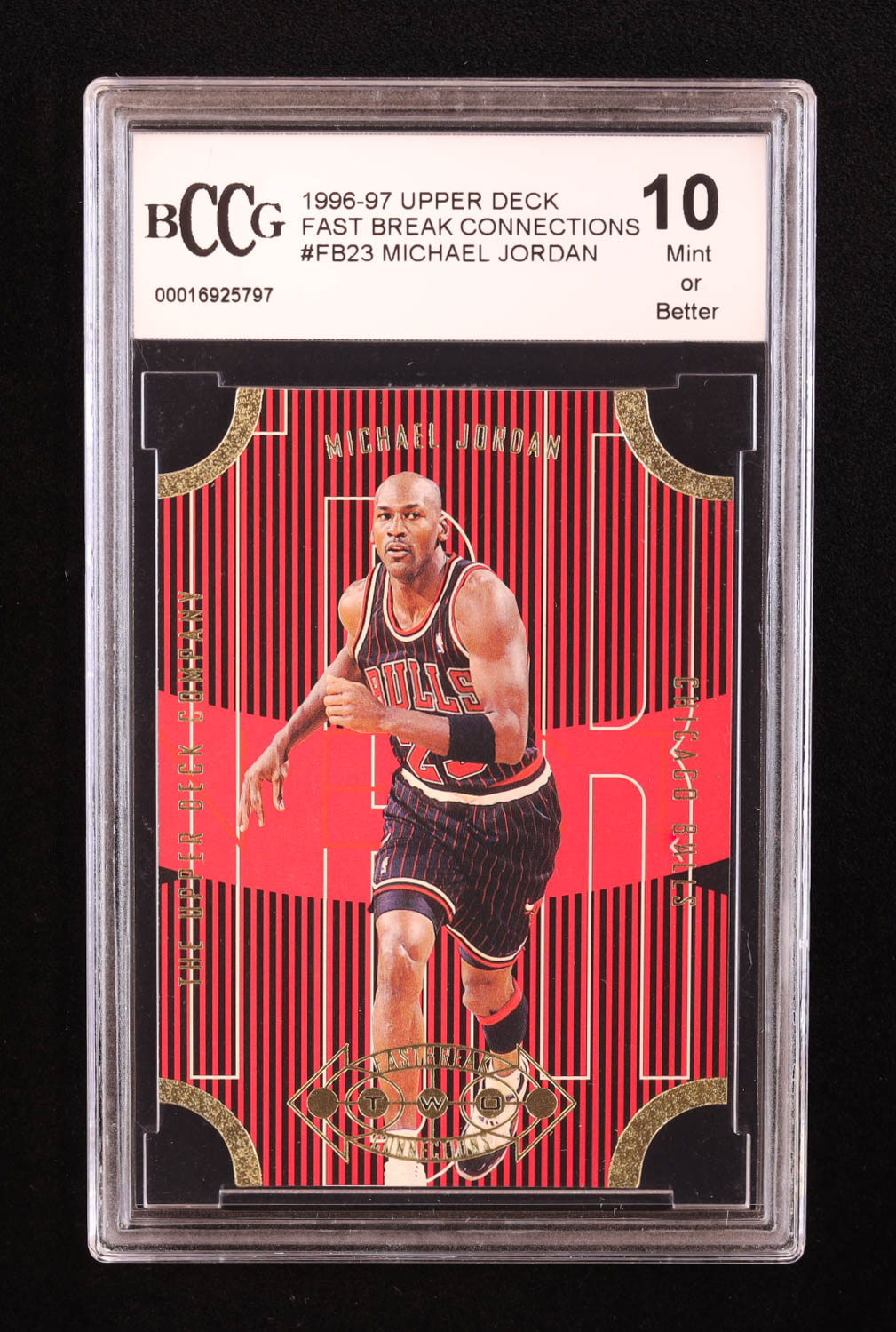 Michael Jordan 1996-97 Upper Deck Fast Break Connections #FB23 (BCCG 10) at PristineAuction.com Michael Jordan 1996-97 Upper Deck Fast Break Connections #FB23 (BCCG 10) at PristineAuction.com