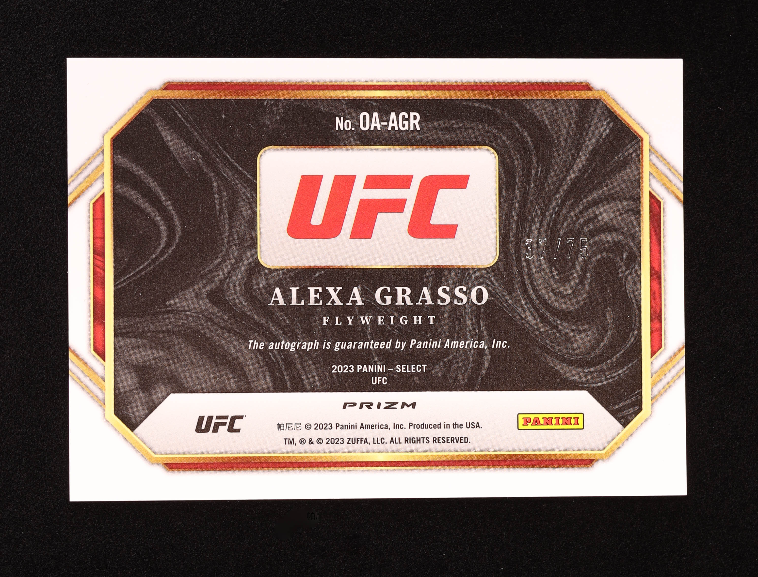 Alexa Grasso 2023 Select UFC Octagon Action Signatures Blue #OAAGR #37/75 at PristineAuction.com Alexa Grasso 2023 Select UFC Octagon Action Signatures Blue #OAAGR #37/75 at PristineAuction.com