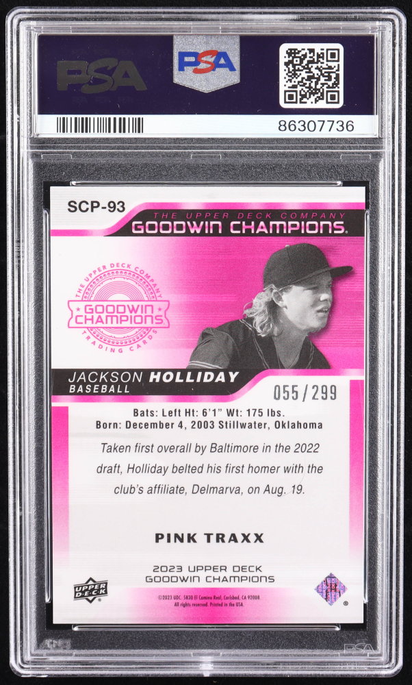 Jackson Holliday 2023 Upper Deck Goodwin Champions Platinum Pink 
