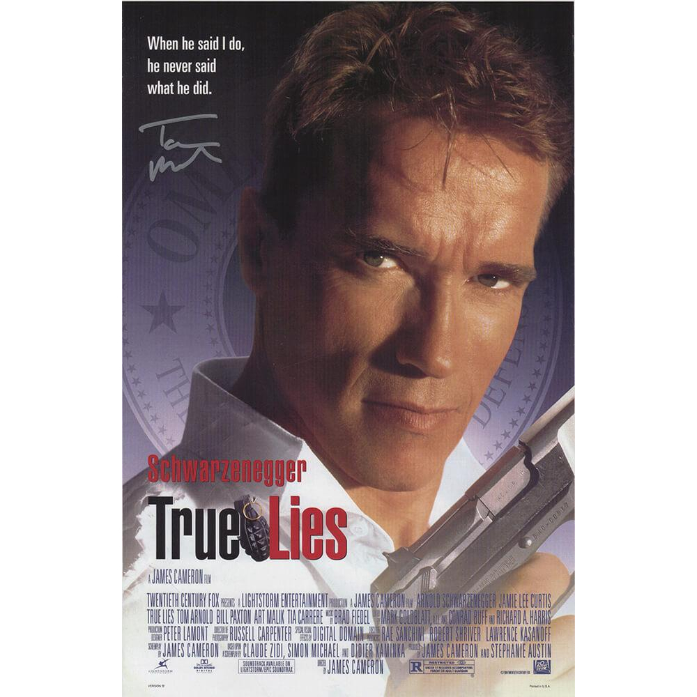 tom-arnold-signed-true-lies-11x17-movie-poster-schwartz-pristine