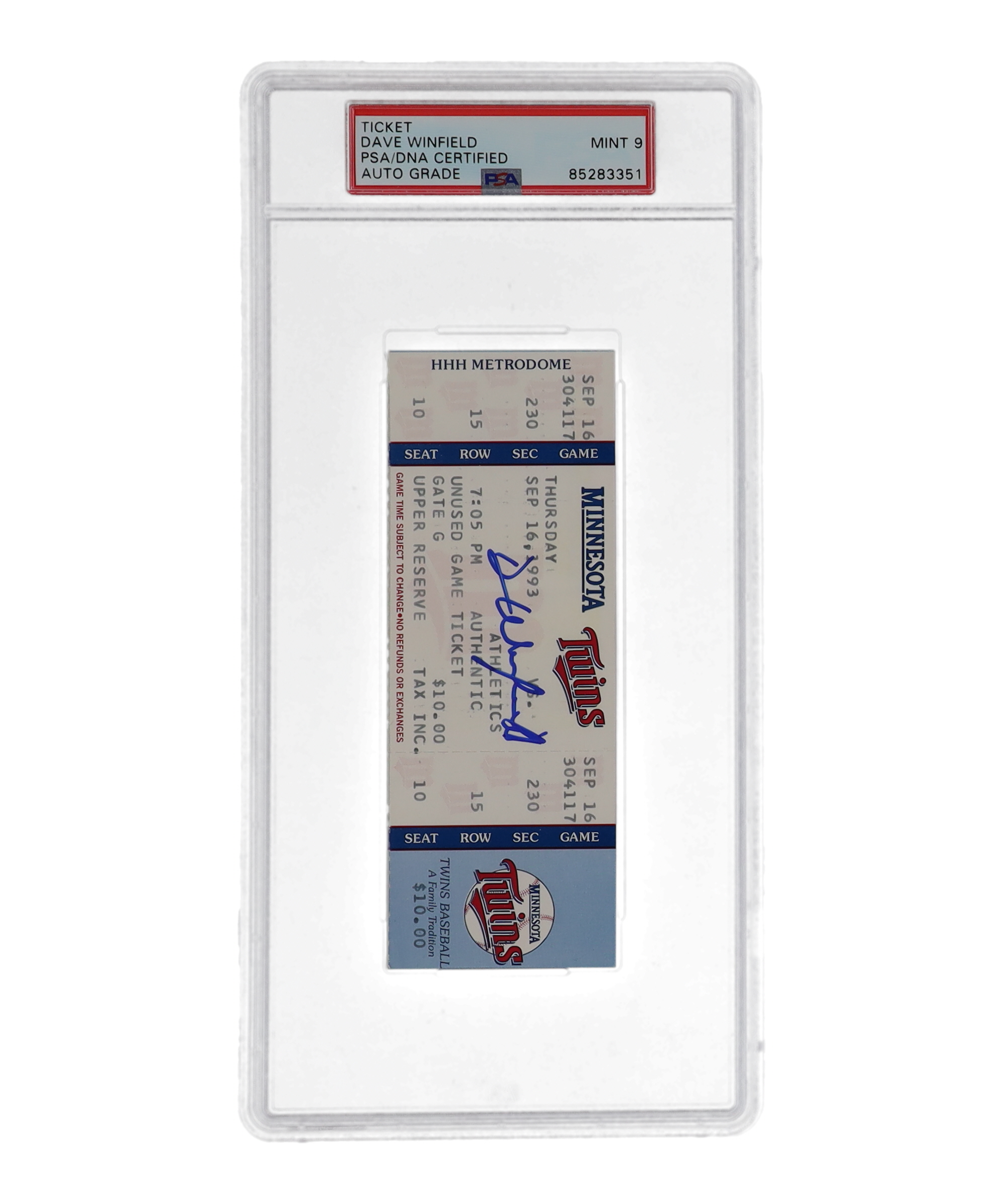 Dave Winfield Signed 3000th Hit Original 1993 Game Ticket (PSA | Auto Grade 9) at PristineAuction.com Dave Winfield Signed 3000th Hit Original 1993 Game Ticket (PSA | Auto Grade 9) at PristineAuction.com