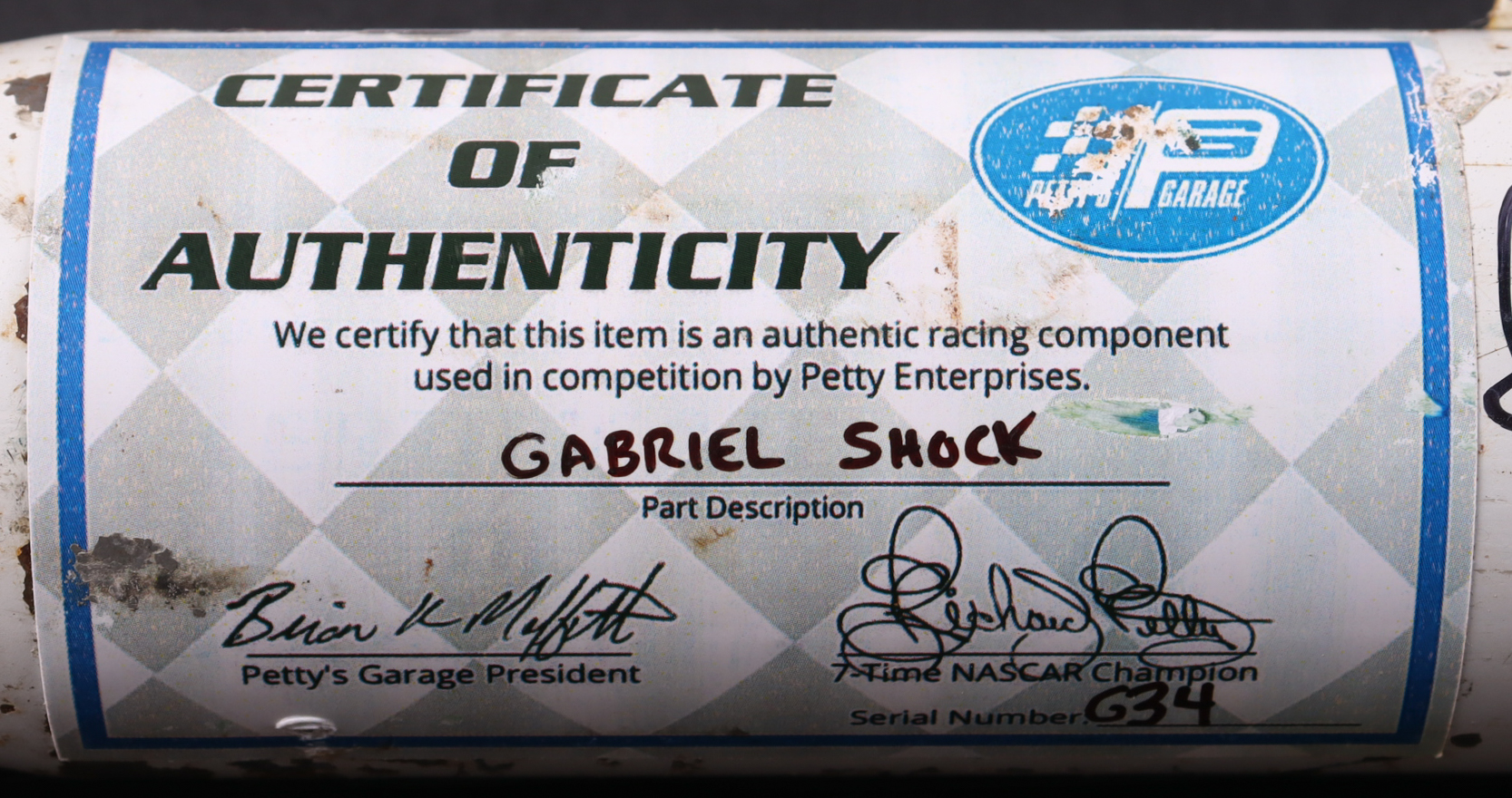 Richard Petty Signed 1979 Championship Season Race-Used Gabriel Shock at PristineAuction.com Richard Petty Signed 1979 Championship Season Race-Used Gabriel Shock at PristineAuction.com