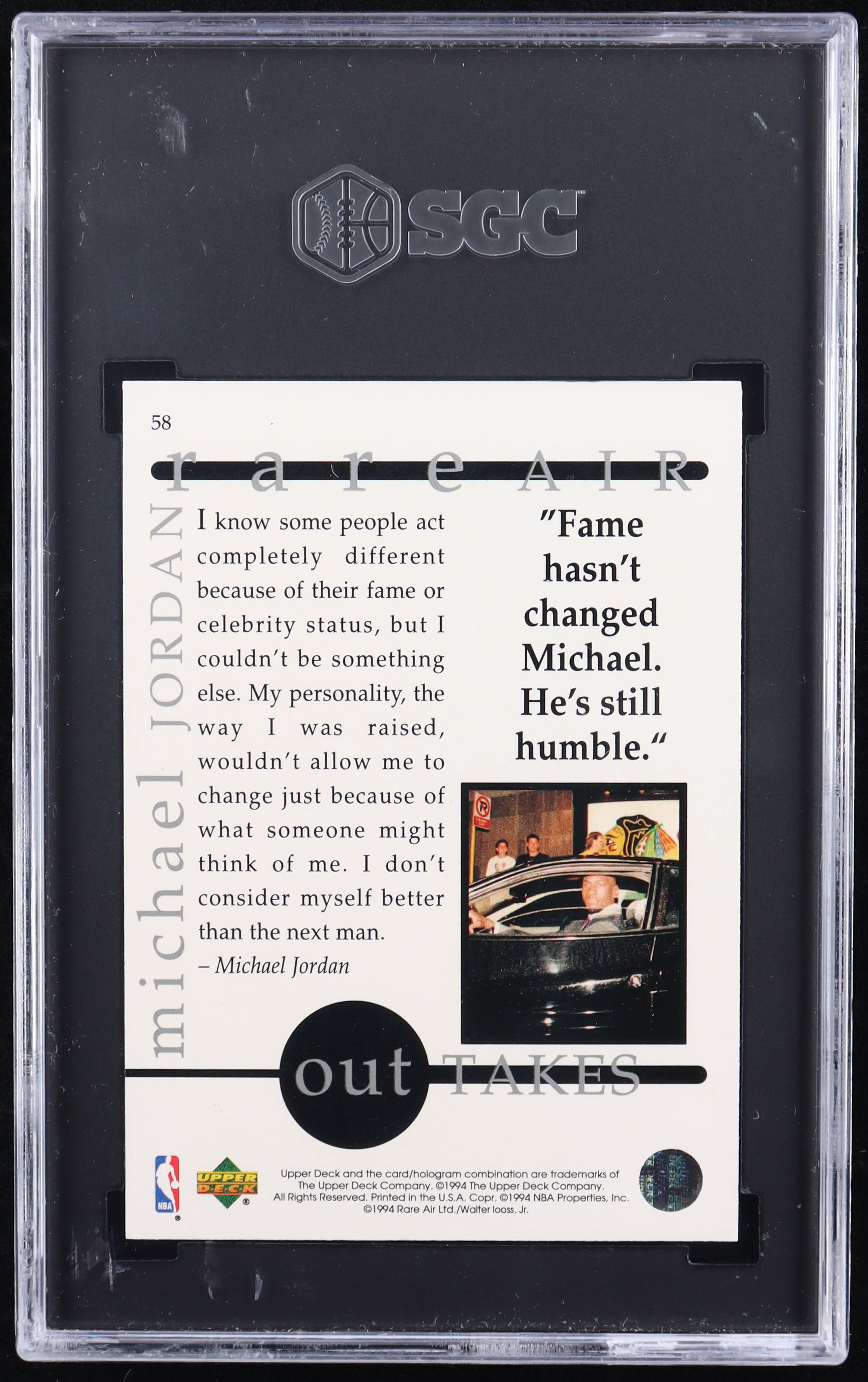 Michael Jordan 1994 Upper Deck Jordan Rare Air #58 (SGC 8.5) at PristineAuction.com Michael Jordan 1994 Upper Deck Jordan Rare Air #58 (SGC 8.5) at PristineAuction.com