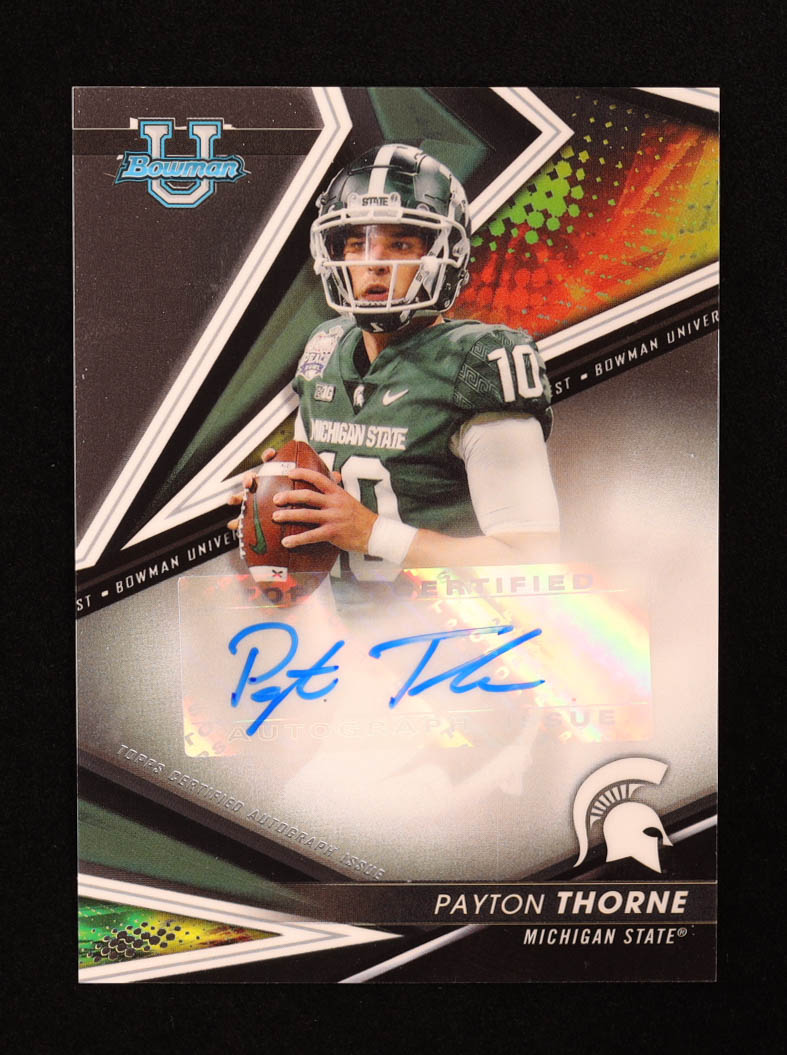 Payton Thorne 2022 Bowman's Best University Best of '22 Autographs #BAPT RC at PristineAuction.com Payton Thorne 2022 Bowman's Best University Best of '22 Autographs #BAPT RC at PristineAuction.com