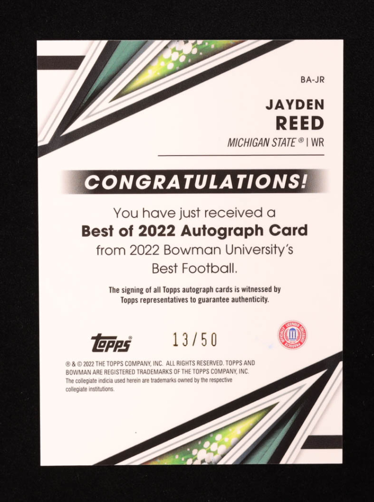 Jayden Reed 2022 Bowman