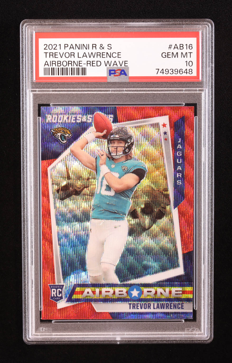 Trevor Lawrence 2021 Rookies and Stars Airborne Red Wave #16 RC (PSA 10) at PristineAuction.com Trevor Lawrence 2021 Rookies and Stars Airborne Red Wave #16 RC (PSA 10) at PristineAuction.com