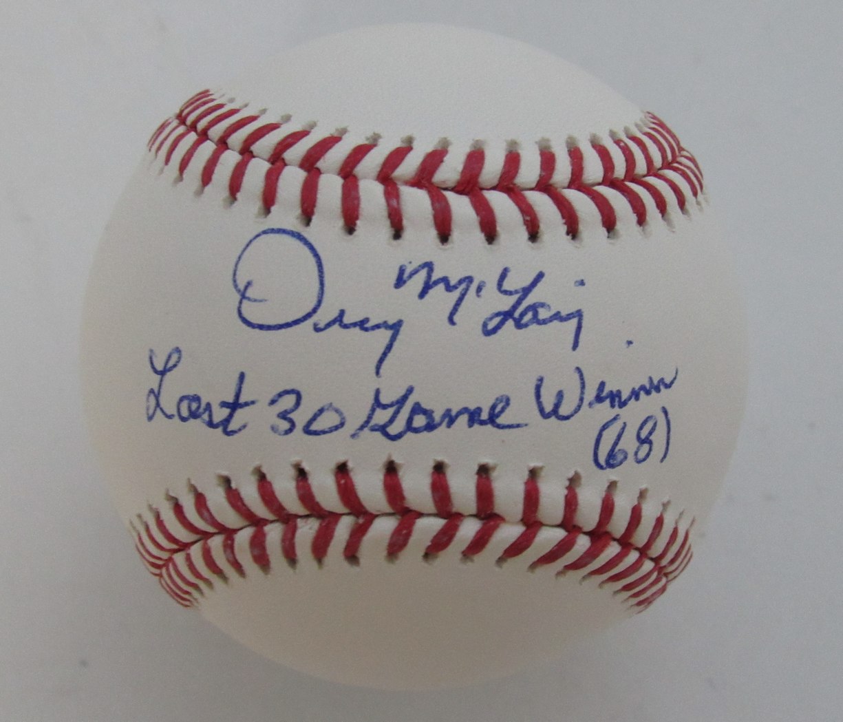 Denny McLain Signed OML Baseball Inscribed "Last 30 Game Winner! (68)" (JSA) at PristineAuction.com Denny McLain Signed OML Baseball Inscribed "Last 30 Game Winner! (68)" (JSA) at PristineAuction.com