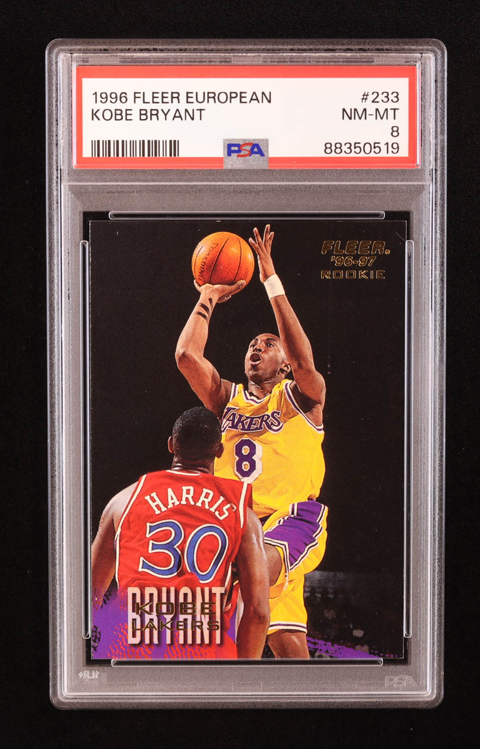 Kobe Bryant 1996-97 Fleer European #233 RC (PSA 8) at PristineAuction.com Kobe Bryant 1996-97 Fleer European #233 RC (PSA 8) at PristineAuction.com