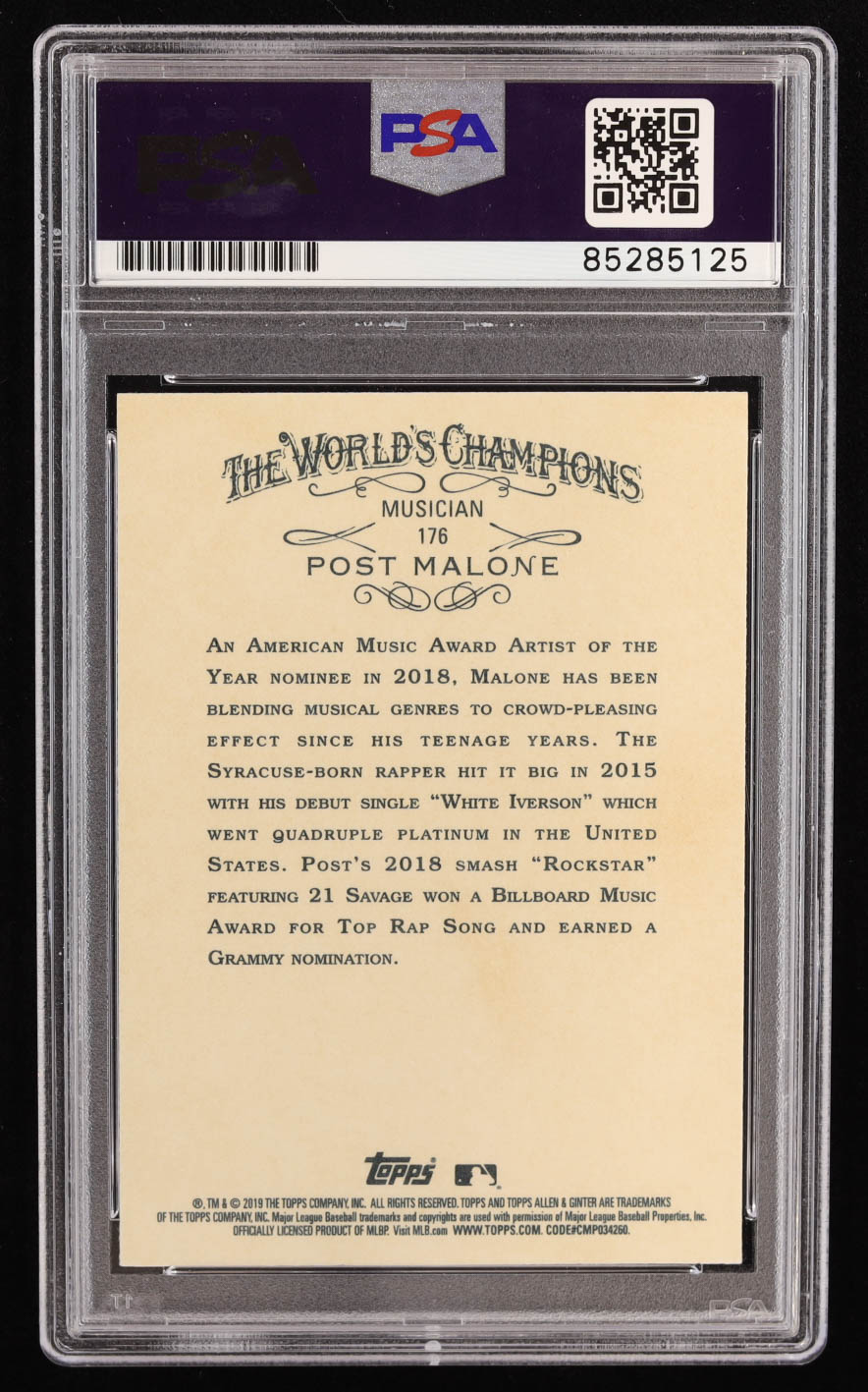 Post Malone Signed 2019 Topps Allen and Ginter #176 (PSA | Autograph Graded PSA 10) at PristineAuction.com Post Malone Signed 2019 Topps Allen and Ginter #176 (PSA | Autograph Graded PSA 10) at PristineAuction.com