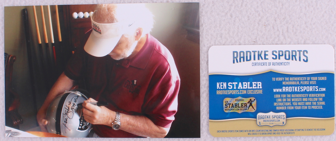 Ken Stabler Signed Raiders Full-Size Helmet Inscribed "1974 NFL MVP" & "SB XI CHAMPS" (Radtke COA) at PristineAuction.com Ken Stabler Signed Raiders Full-Size Helmet Inscribed "1974 NFL MVP" & "SB XI CHAMPS" (Radtke COA) at PristineAuction.com