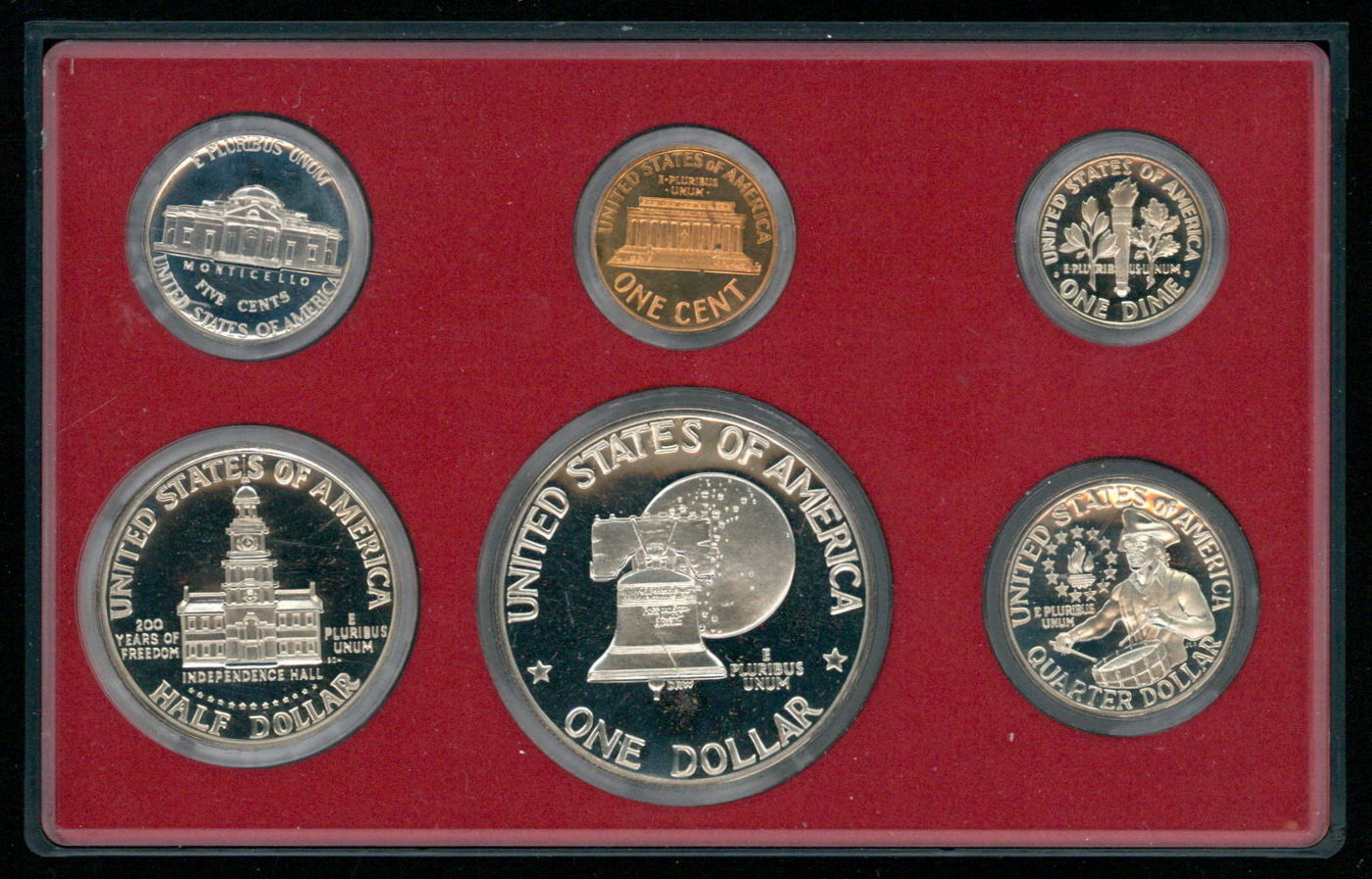1976 United States Proof Set with (6) Coins at PristineAuction.com 1976 United States Proof Set with (6) Coins at PristineAuction.com