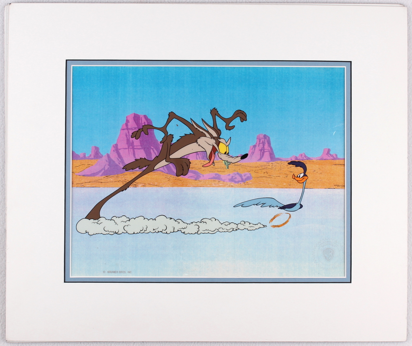 "Wile E. Coyote and Road Runner" Limited Edition Matted Warner Bros. Animation Serigraph Cel at PristineAuction.com "Wile E. Coyote and Road Runner" Limited Edition Matted Warner Bros. Animation Serigraph Cel at PristineAuction.com