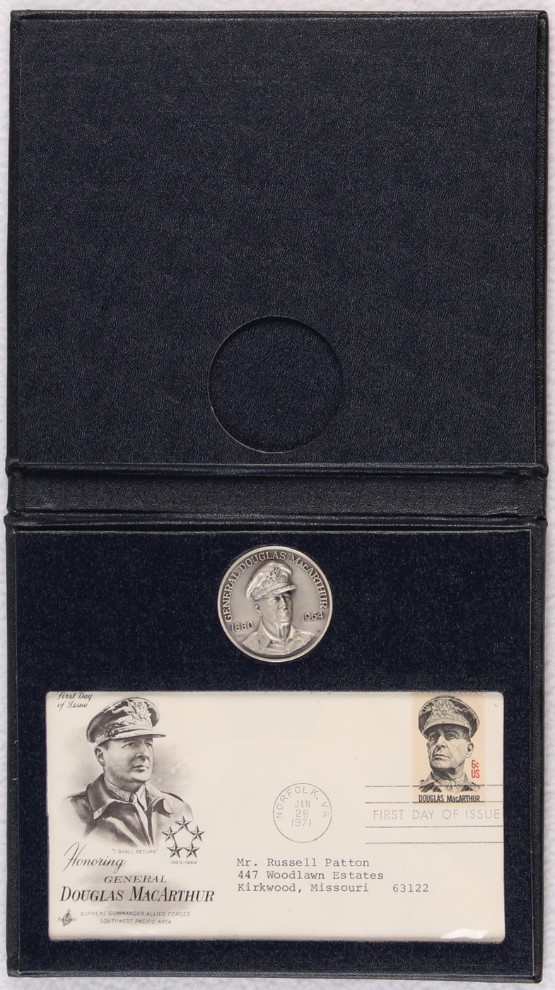 Douglas MacArthur LE Commemorative Set with FDC Envelope & Coin at PristineAuction.com Douglas MacArthur LE Commemorative Set with FDC Envelope & Coin at PristineAuction.com
