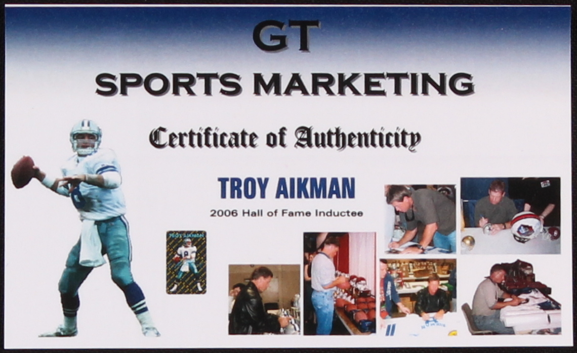 Troy Aikman Signed Cowboys Career Highlight Stat Jersey (GTSM COA) at PristineAuction.com Troy Aikman Signed Cowboys Career Highlight Stat Jersey (GTSM COA) at PristineAuction.com