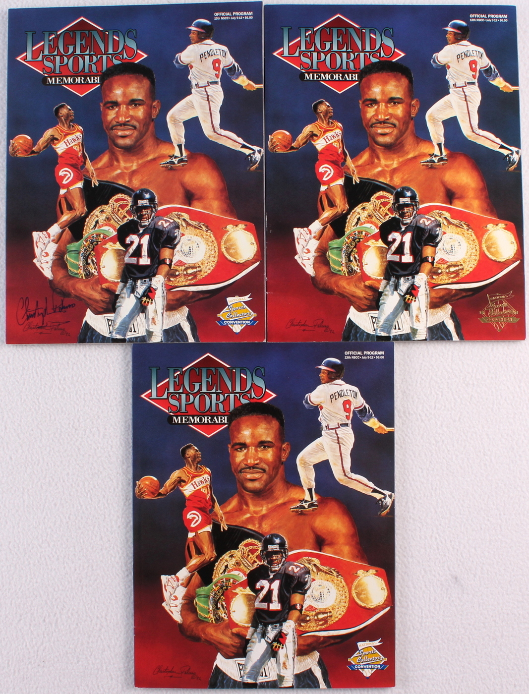 Lot of (3) Legends Sports Memorabilia Magazines with (1) Signed by the Original Artist Christopher Paluso (PA LOA) at PristineAuction.com Lot of (3) Legends Sports Memorabilia Magazines with (1) Signed by the Original Artist Christopher Paluso (PA LOA) at PristineAuction.com