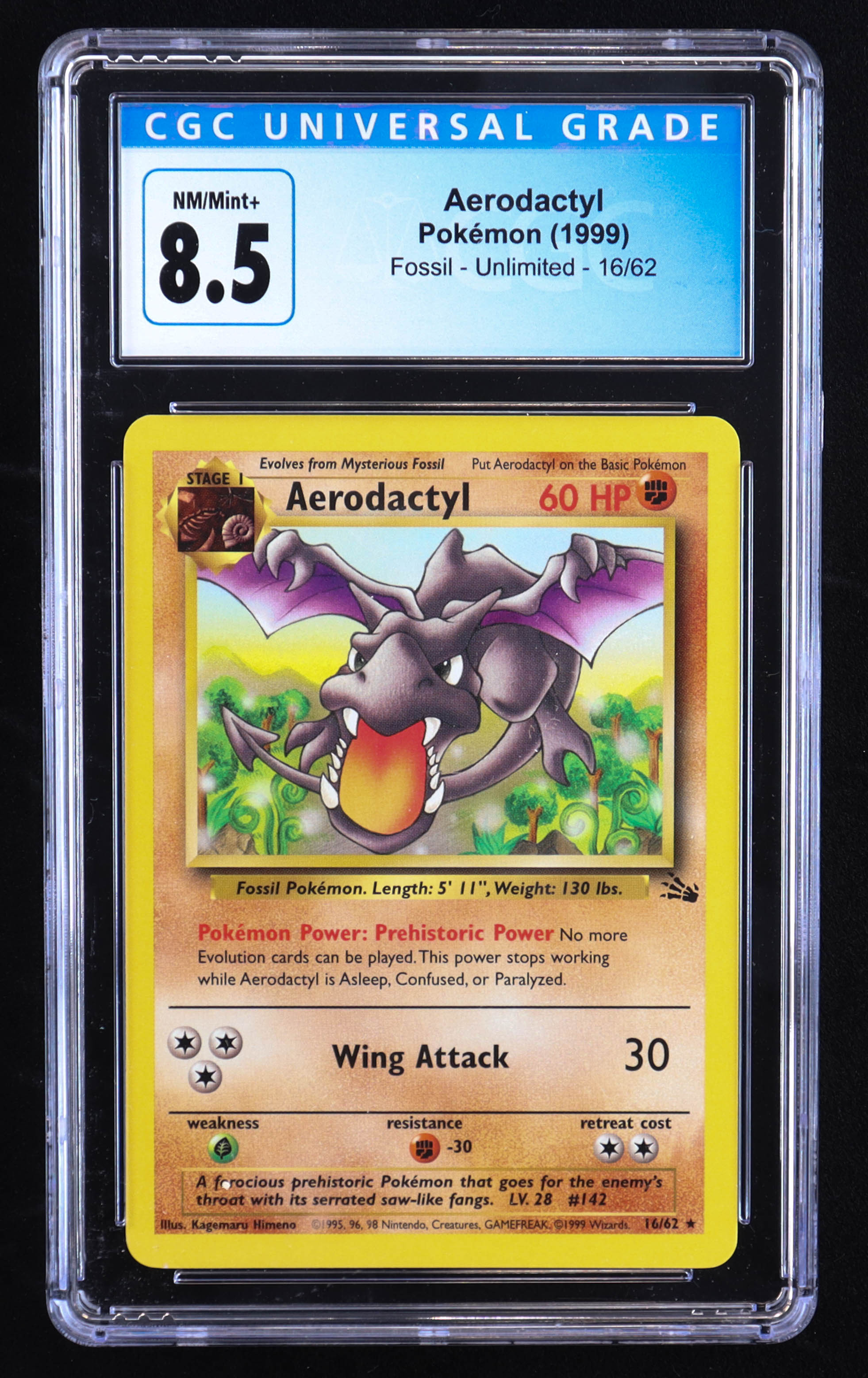 Aerodactyl 1999 Pokemon Fossil Unlimited #16 (CGC 8.5) at PristineAuction.com Aerodactyl 1999 Pokemon Fossil Unlimited #16 (CGC 8.5) at PristineAuction.com