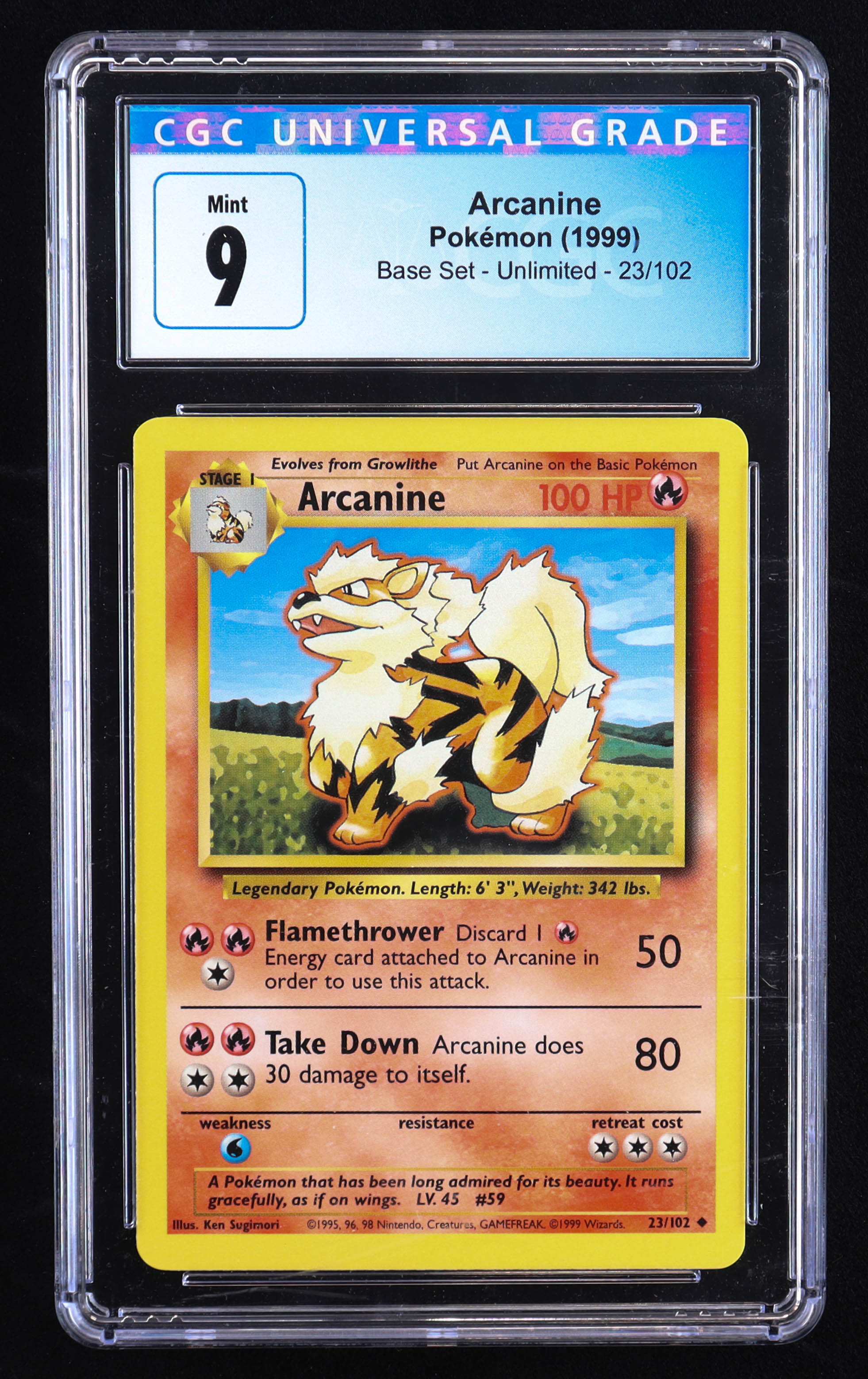 Arcanine 1999 Pokemon Base Unlimited #23 (CGC 9) at PristineAuction.com Arcanine 1999 Pokemon Base Unlimited #23 (CGC 9) at PristineAuction.com