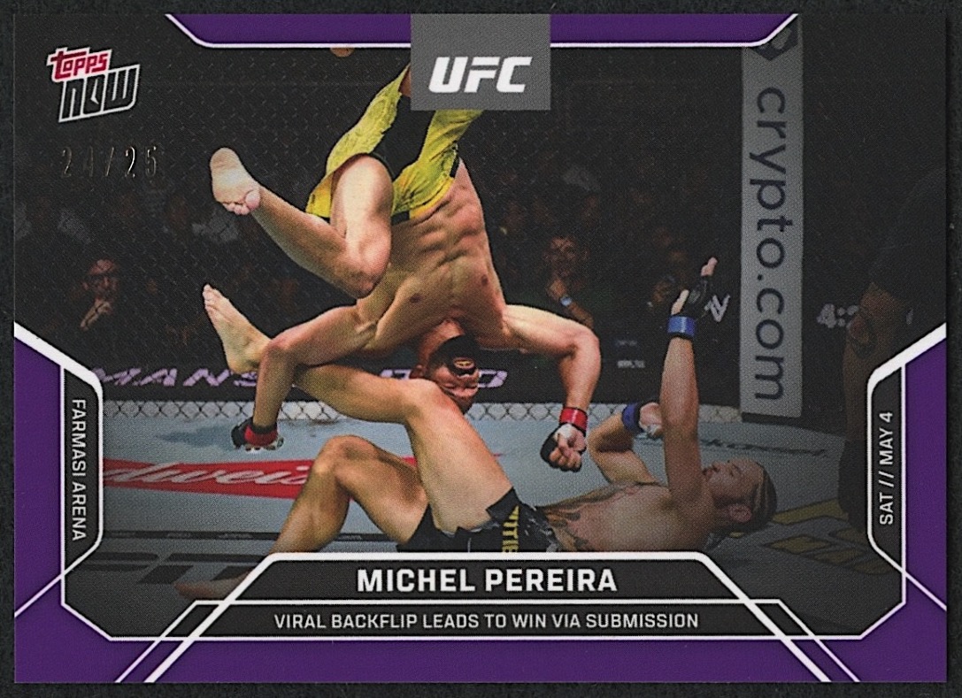 Michel Pereira 2024 Topps Now #4 | UFC 301 Viral Backflip | Purple #24/25 at PristineAuction.com Michel Pereira 2024 Topps Now #4 | UFC 301 Viral Backflip | Purple #24/25 at PristineAuction.com