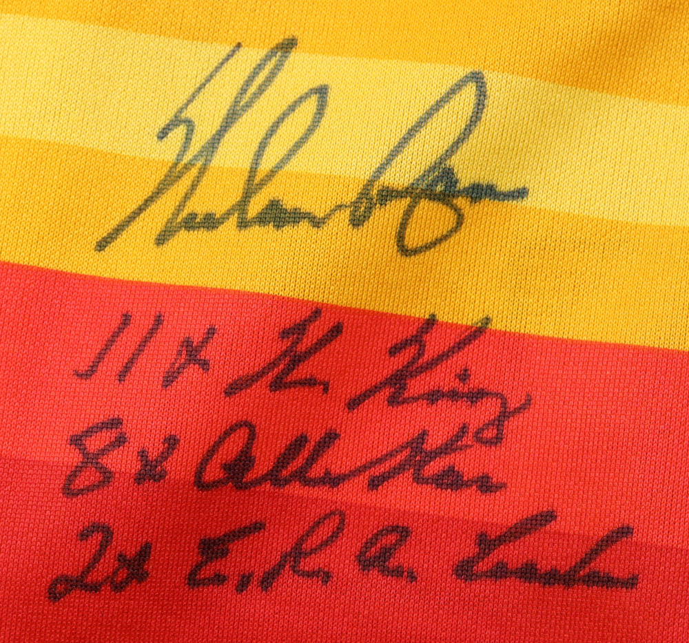 Nolan Ryan Signed Jersey Inscribed "11x K King", "8x All-Star", & "2x E.R.A. Leader" (PSA) at PristineAuction.com Nolan Ryan Signed Jersey Inscribed "11x K King", "8x All-Star", & "2x E.R.A. Leader" (PSA) at PristineAuction.com