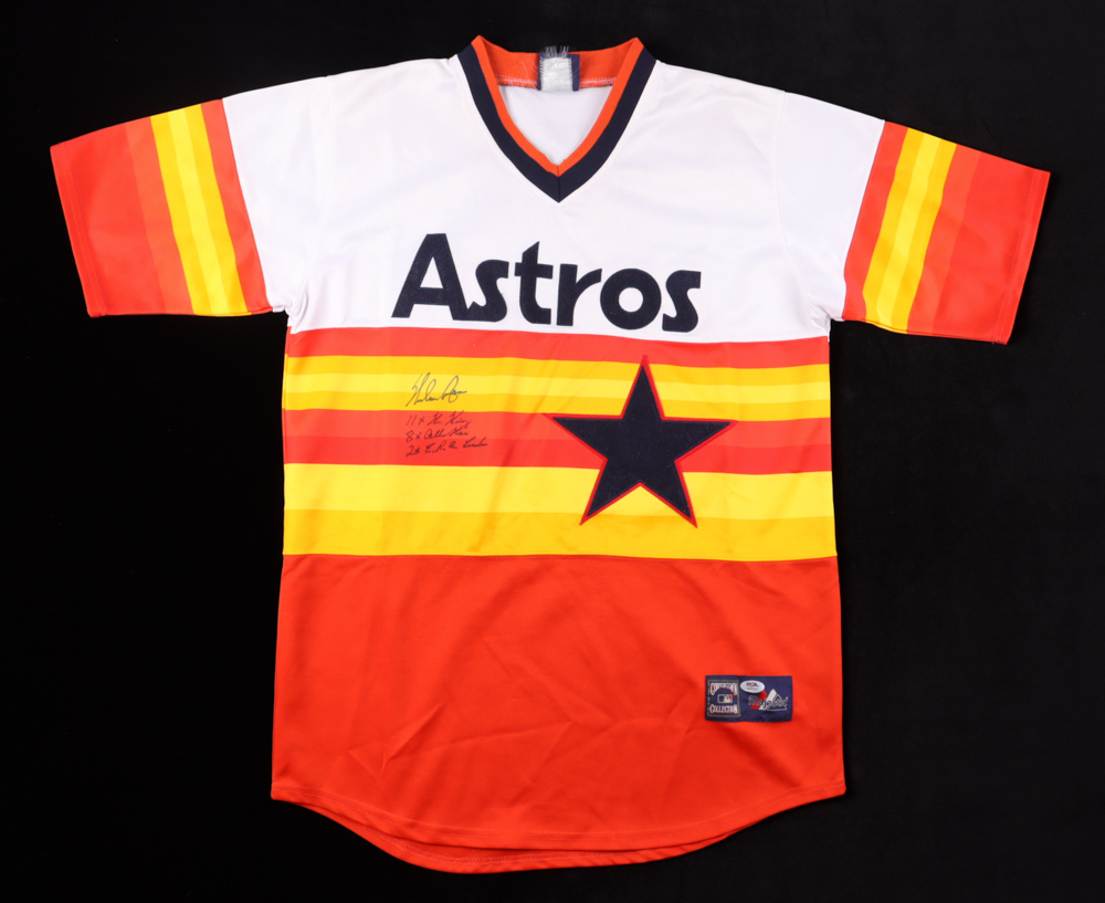 Nolan Ryan Signed Jersey Inscribed "11x K King", "8x All-Star", & "2x E.R.A. Leader" (PSA) at PristineAuction.com Nolan Ryan Signed Jersey Inscribed "11x K King", "8x All-Star", & "2x E.R.A. Leader" (PSA) at PristineAuction.com