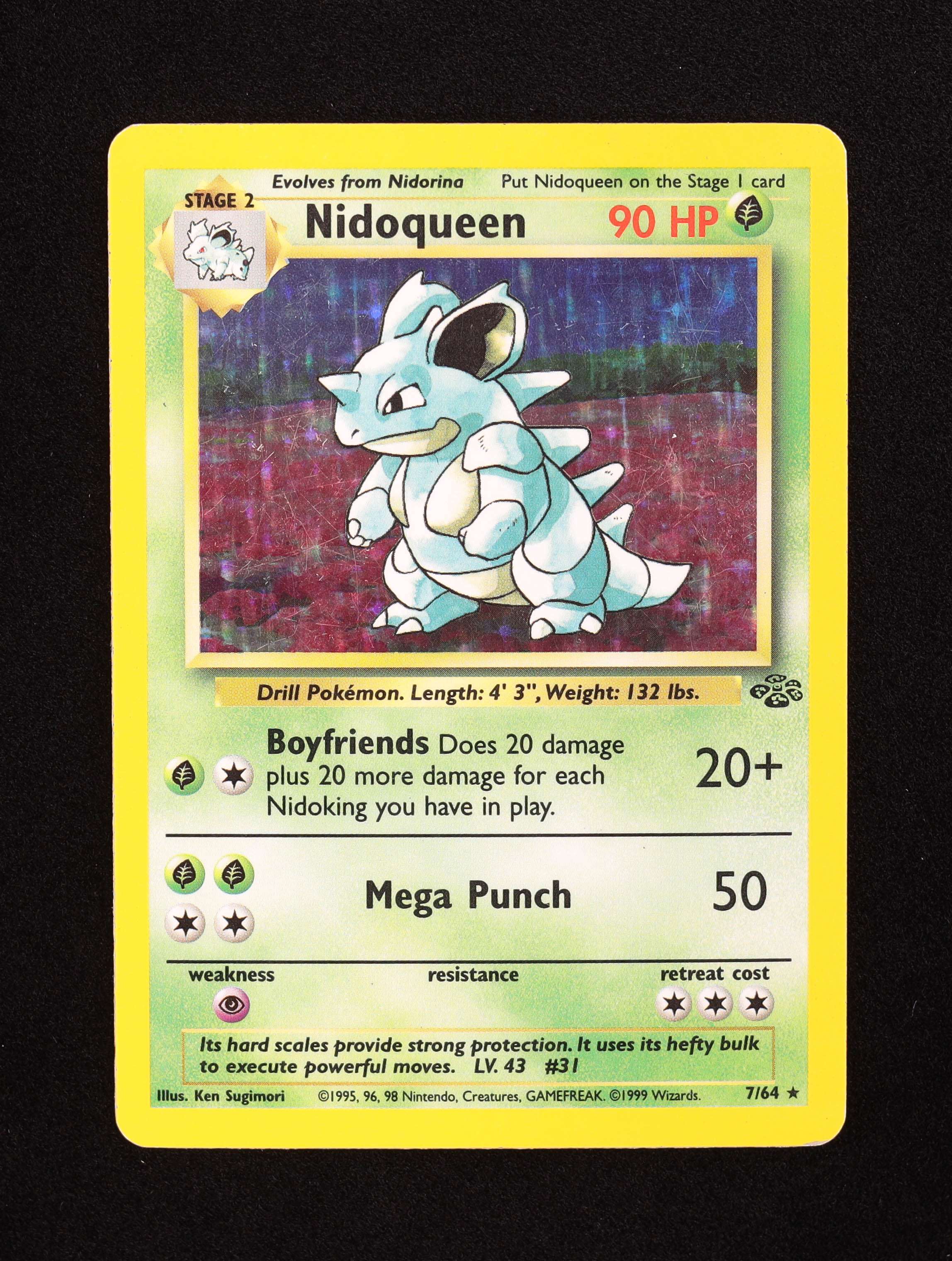 Nidoqueen 1999 Pokemon Jungle Unlimited #7 HOLO at PristineAuction.com Nidoqueen 1999 Pokemon Jungle Unlimited #7 HOLO at PristineAuction.com