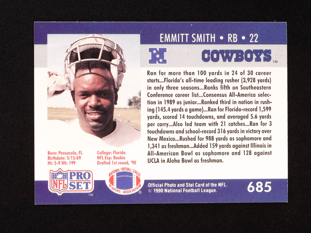 Emmitt Smith 1990 Pro Set #685 RC at PristineAuction.com Emmitt Smith 1990 Pro Set #685 RC at PristineAuction.com