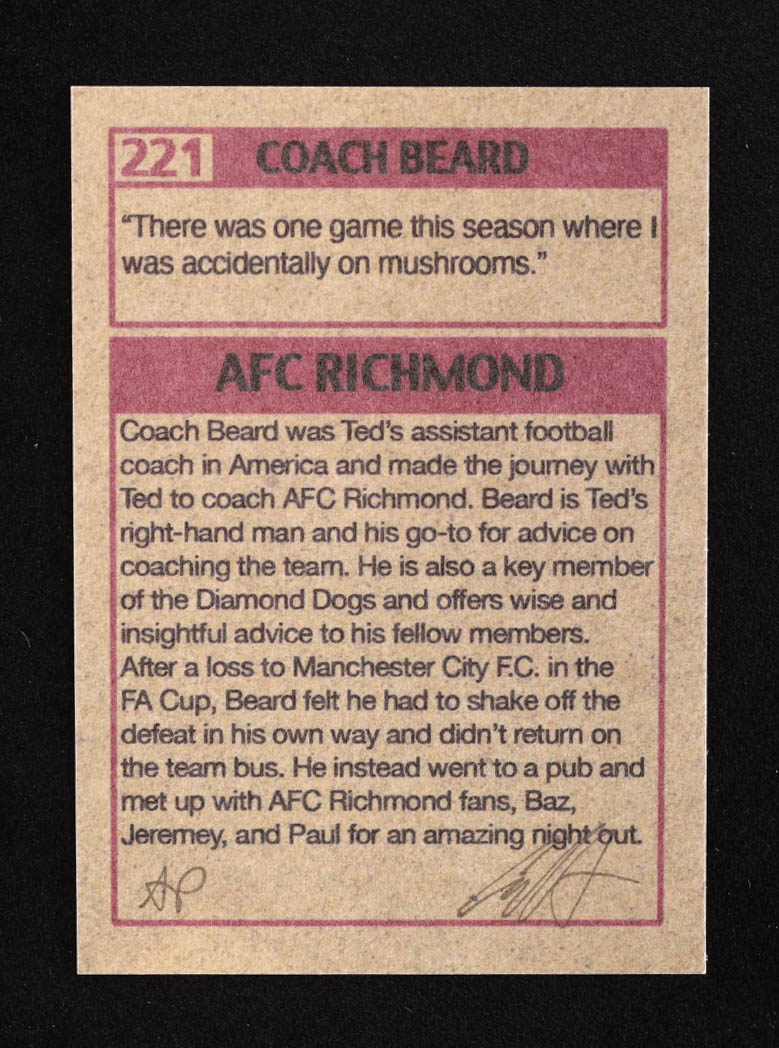 Brendan Hunt as Coach Beard "Ted Lasso" - Cuyler Smith Custom Art Card at PristineAuction.com Brendan Hunt as Coach Beard "Ted Lasso" - Cuyler Smith Custom Art Card at PristineAuction.com