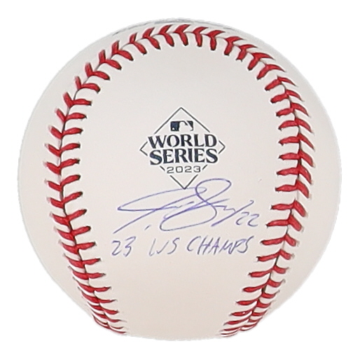 Jon Gray Signed 2023 World Series Logo Baseball Inscribed "23 WS Champs" (JSA) at PristineAuction.com Jon Gray Signed 2023 World Series Logo Baseball Inscribed "23 WS Champs" (JSA) at PristineAuction.com