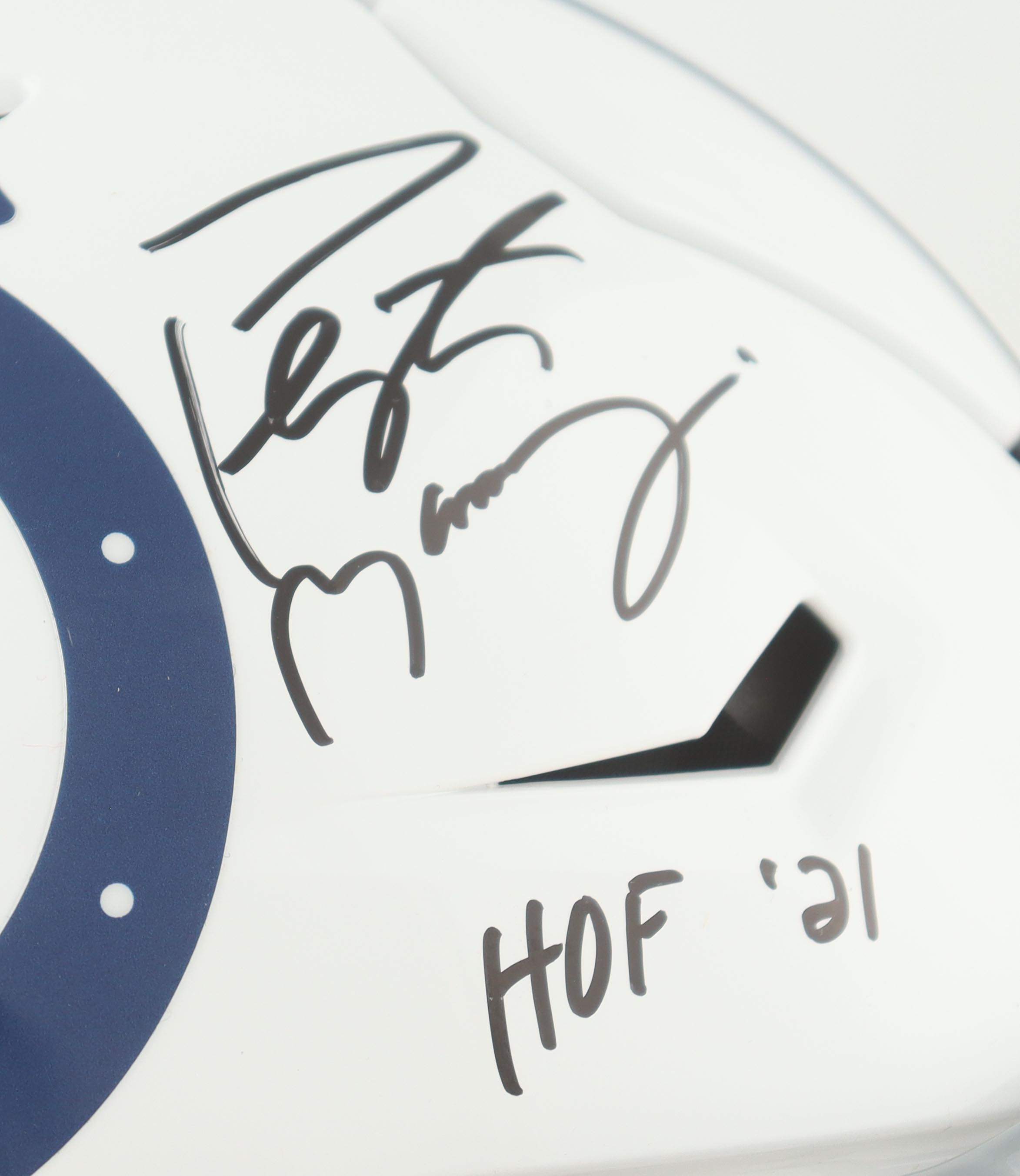 Peyton Manning Signed Colts Full-Size Authentic On-Field SpeedFlex Helmet With Team Logo Display Case Inscribed "HOF 21" (Fanatics) at PristineAuction.com Peyton Manning Signed Colts Full-Size Authentic On-Field SpeedFlex Helmet With Team Logo Display Case Inscribed "HOF 21" (Fanatics) at PristineAuction.com