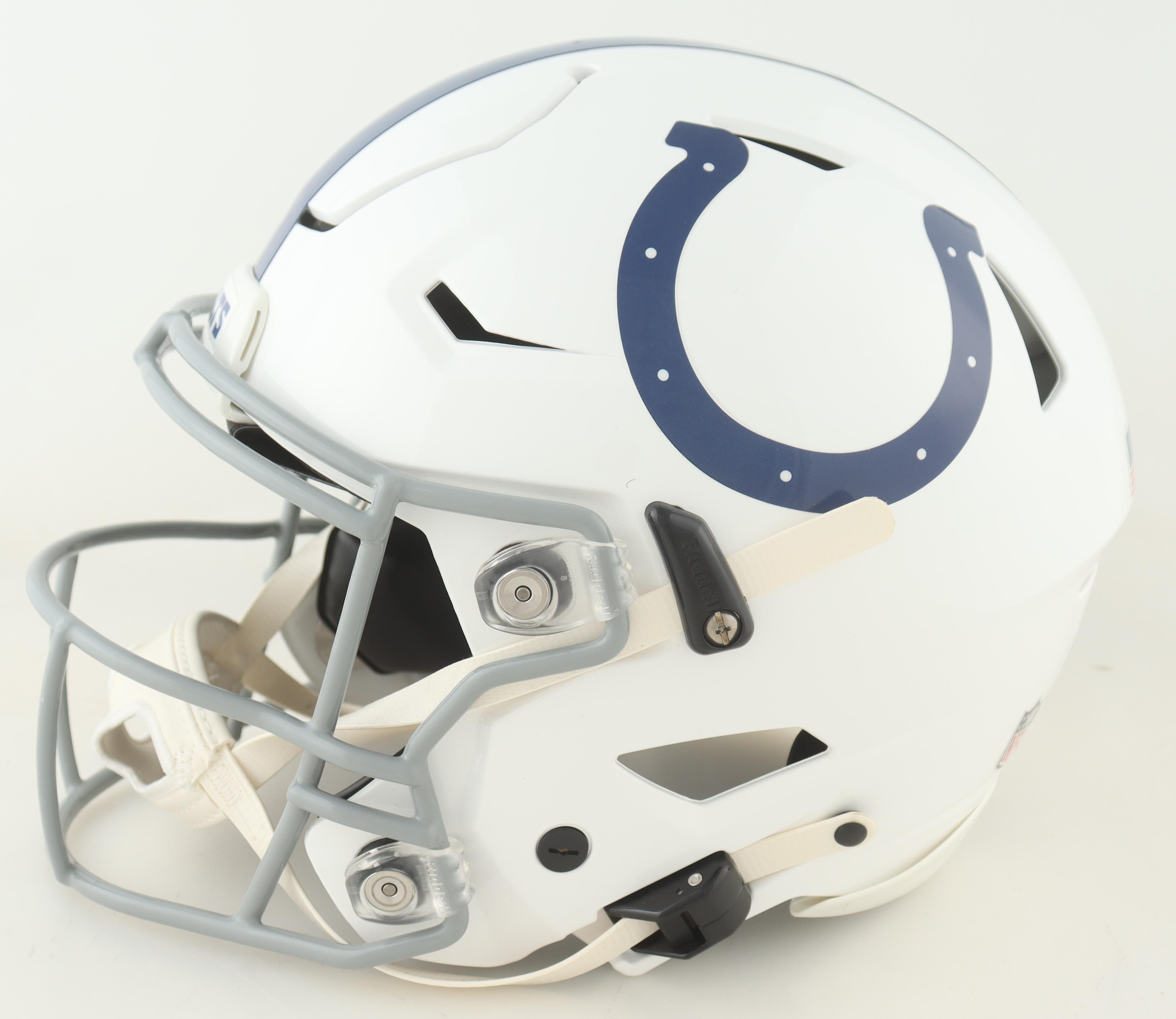 Peyton Manning Signed Colts Full-Size Authentic On-Field SpeedFlex Helmet With Team Logo Display Case Inscribed "HOF 21" (Fanatics) at PristineAuction.com Peyton Manning Signed Colts Full-Size Authentic On-Field SpeedFlex Helmet With Team Logo Display Case Inscribed "HOF 21" (Fanatics) at PristineAuction.com