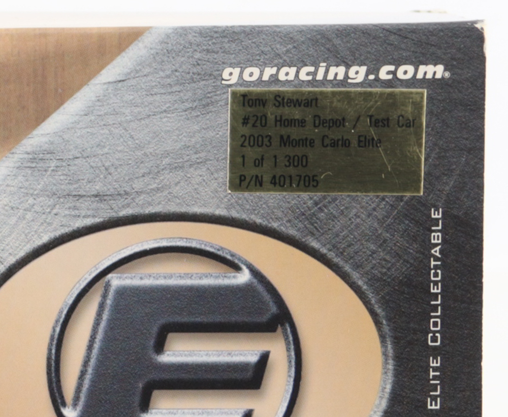 Tony Stewart LE #20 Home Depot Test Car 2003 Monte Carlo Elite 1:24 Die-Cast Car at PristineAuction.com Tony Stewart LE #20 Home Depot Test Car 2003 Monte Carlo Elite 1:24 Die-Cast Car at PristineAuction.com