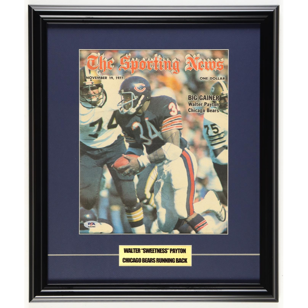 Walter payton signed original sporting news magazine cover psa