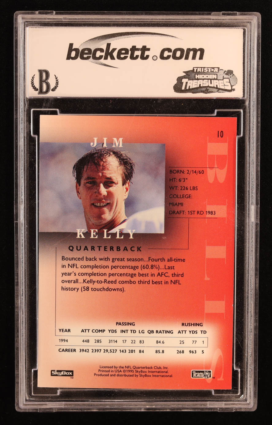 Jim Kelly 1995 SkyBox Premium #10 (BCCG 9) at PristineAuction.com Jim Kelly 1995 SkyBox Premium #10 (BCCG 9) at PristineAuction.com