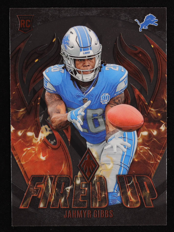 Jahmyr Gibbs 2023 Panini Phoenix Fired Up Silver #10 RC at PristineAuction.com Jahmyr Gibbs 2023 Panini Phoenix Fired Up Silver #10 RC at PristineAuction.com