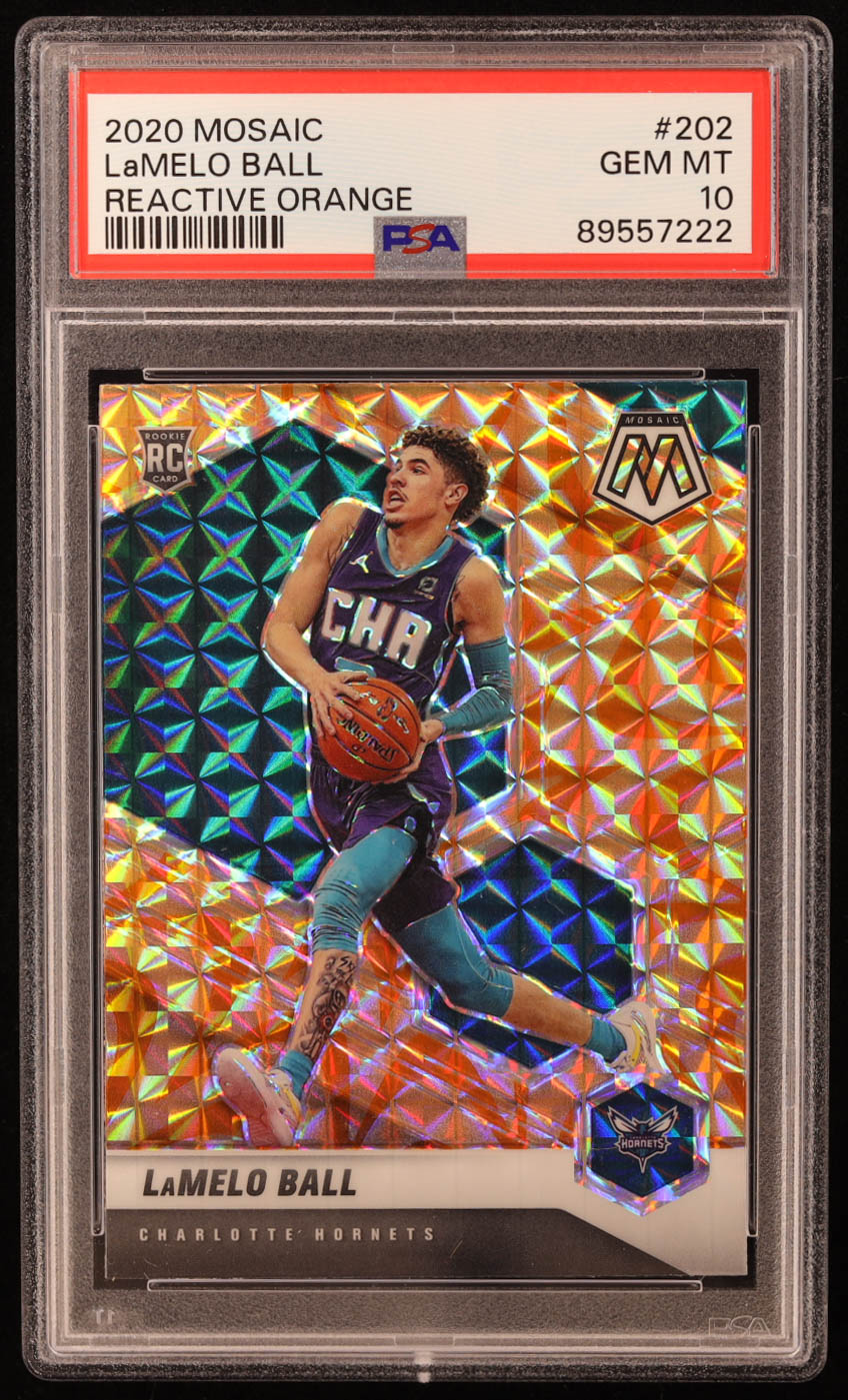 LaMelo Ball 2020-21 Panini Mosaic Mosaic Reactive Orange #202 RC (PSA 10) at PristineAuction.com LaMelo Ball 2020-21 Panini Mosaic Mosaic Reactive Orange #202 RC (PSA 10) at PristineAuction.com