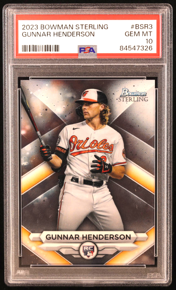 Gunnar Henderson 2023 Bowman Sterling Rookies #BSR3 RC (PSA 10) at PristineAuction.com Gunnar Henderson 2023 Bowman Sterling Rookies #BSR3 RC (PSA 10) at PristineAuction.com
