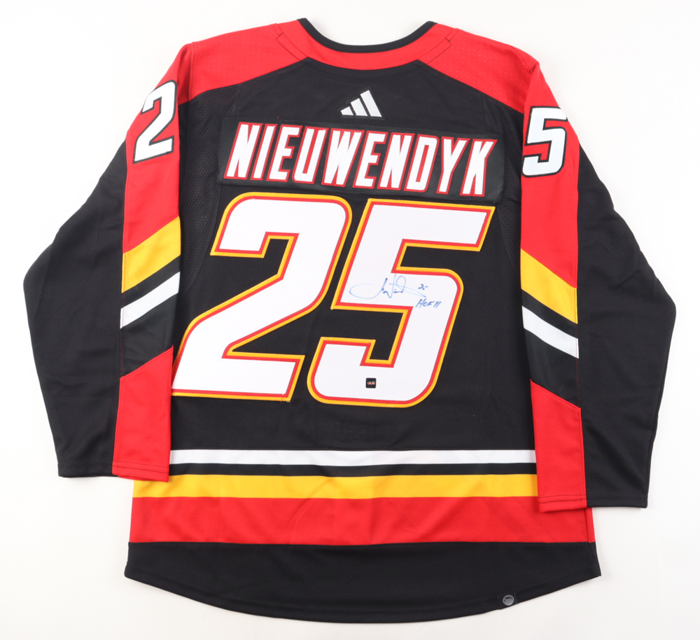 Joe Nieuwendyk Signed Flames Captain Jersey Inscribed "HOF 11" (COJO) at PristineAuction.com Joe Nieuwendyk Signed Flames Captain Jersey Inscribed "HOF 11" (COJO) at PristineAuction.com