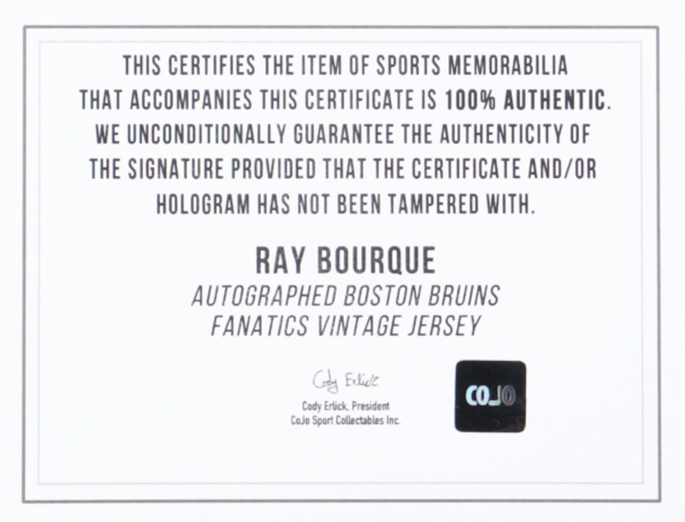 Ray Bourque Signed Bruins Captain Jersey (COJO) at PristineAuction.com Ray Bourque Signed Bruins Captain Jersey (COJO) at PristineAuction.com