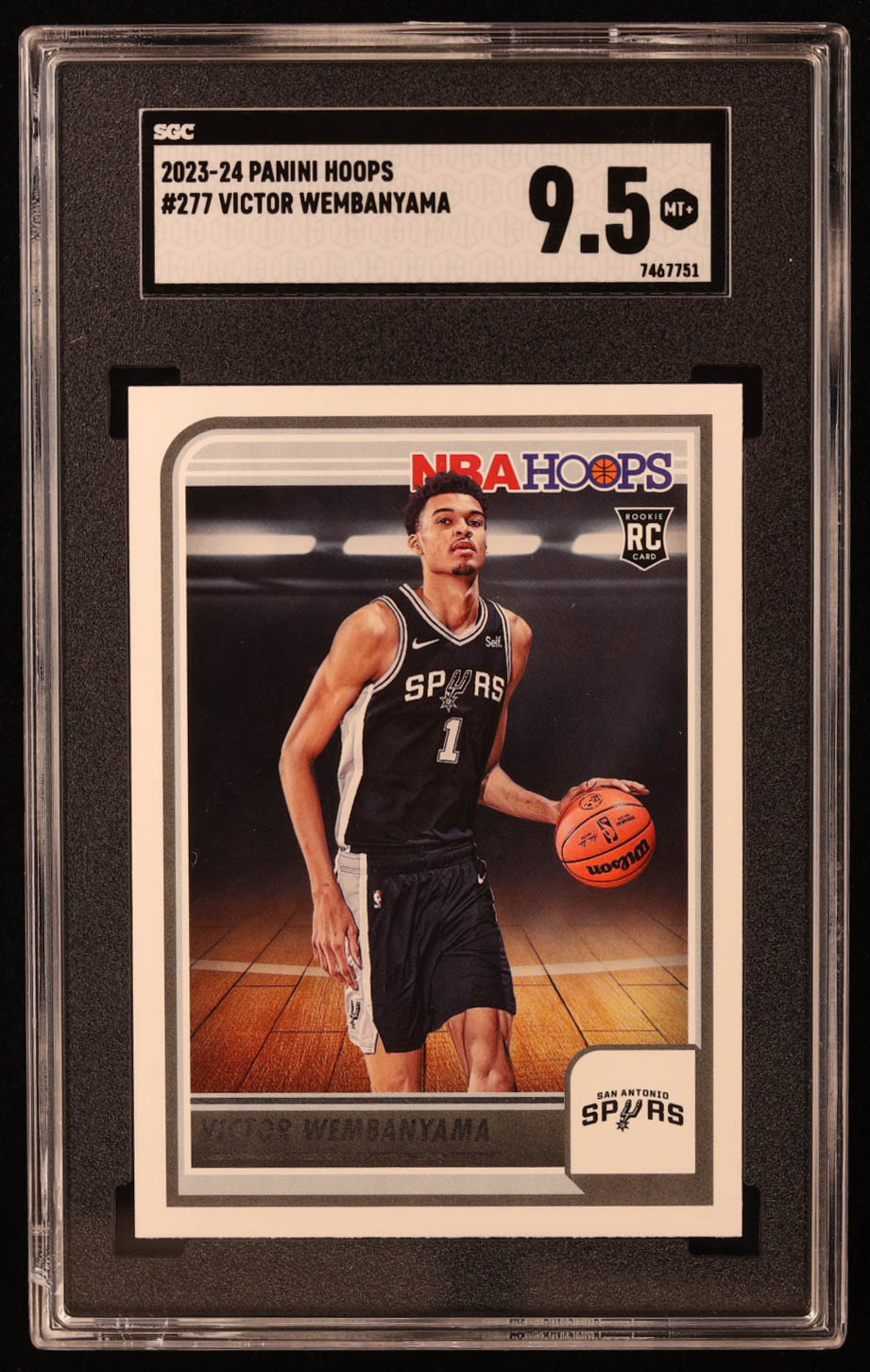 Victor Wembanyama 2023-24 Hoops #277 RC (SGC 9.5) at PristineAuction.com Victor Wembanyama 2023-24 Hoops #277 RC (SGC 9.5) at PristineAuction.com