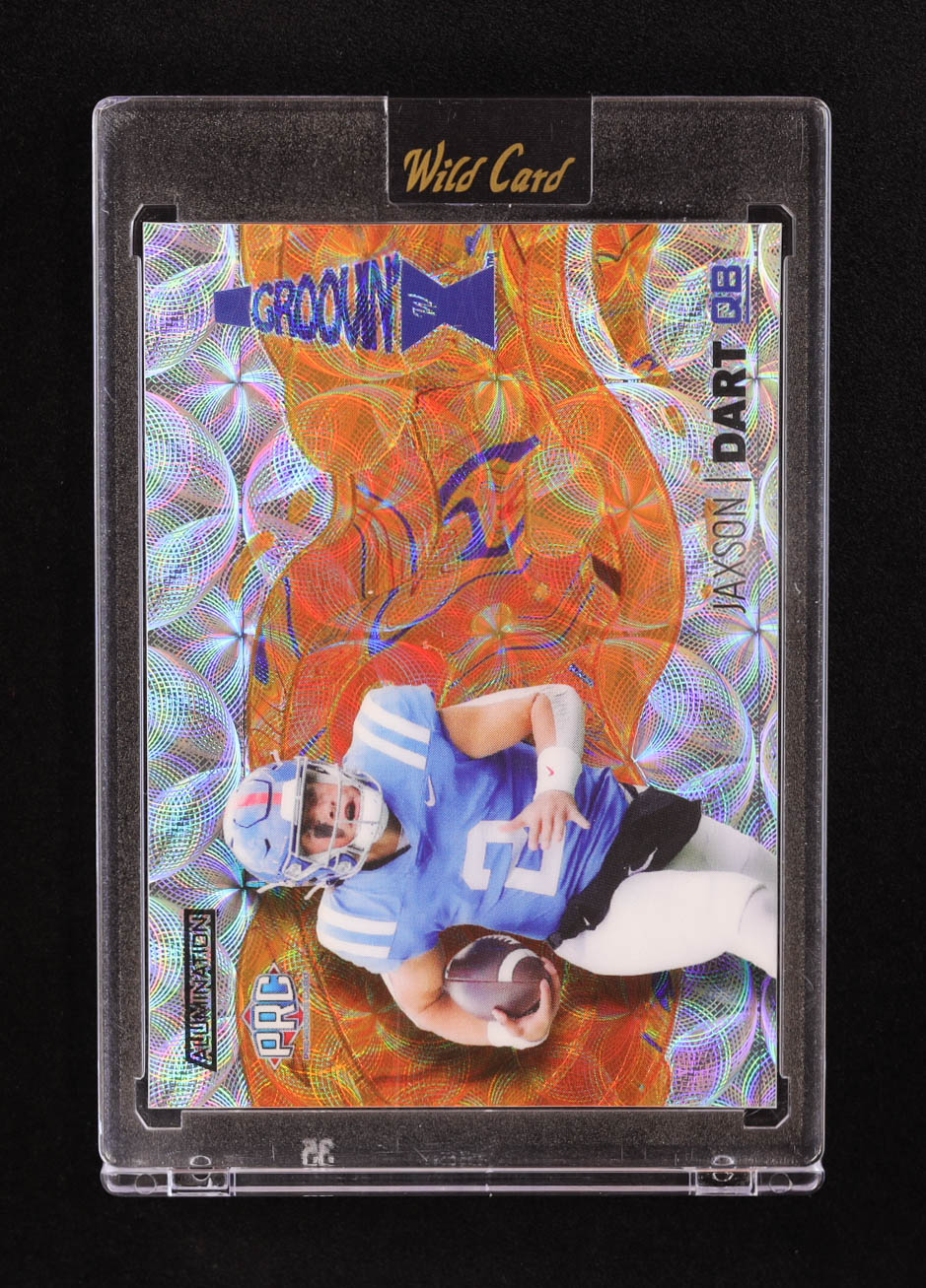 Jaxson Dart 2023 Wild Card Alumination Groovin' Orange Scope #AGJD RC #8 / 25 at PristineAuction.com Jaxson Dart 2023 Wild Card Alumination Groovin' Orange Scope #AGJD RC #8 / 25 at PristineAuction.com