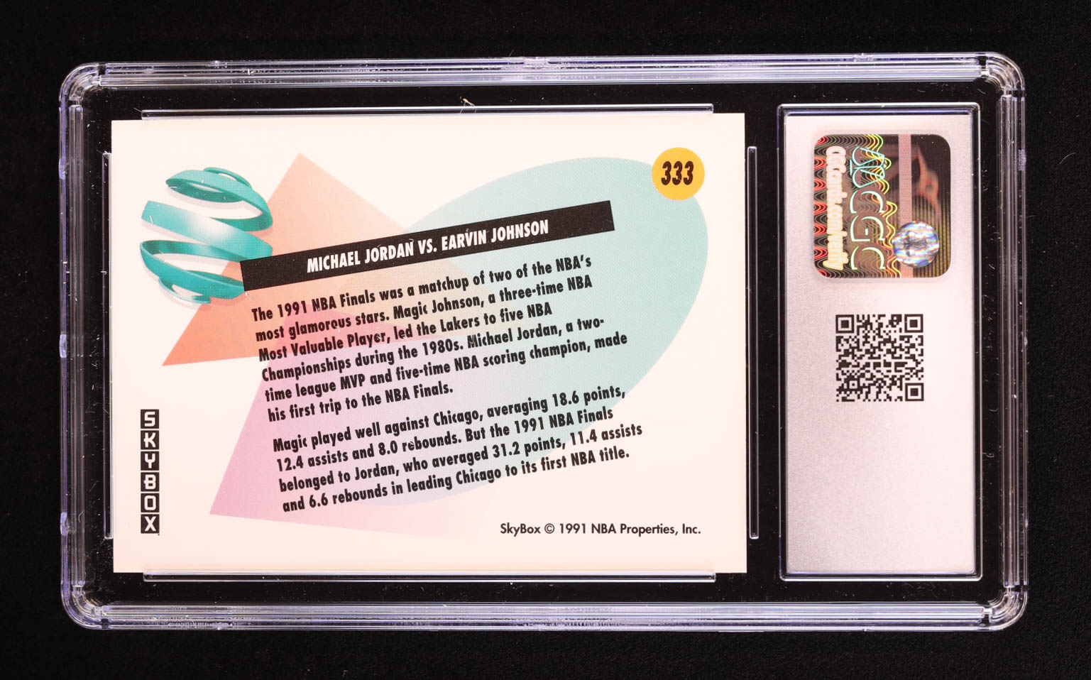 Michael Jordan vs. Magic Johnson 1991-92 SkyBox #333 (CGC 9) at PristineAuction.com Michael Jordan vs. Magic Johnson 1991-92 SkyBox #333 (CGC 9) at PristineAuction.com