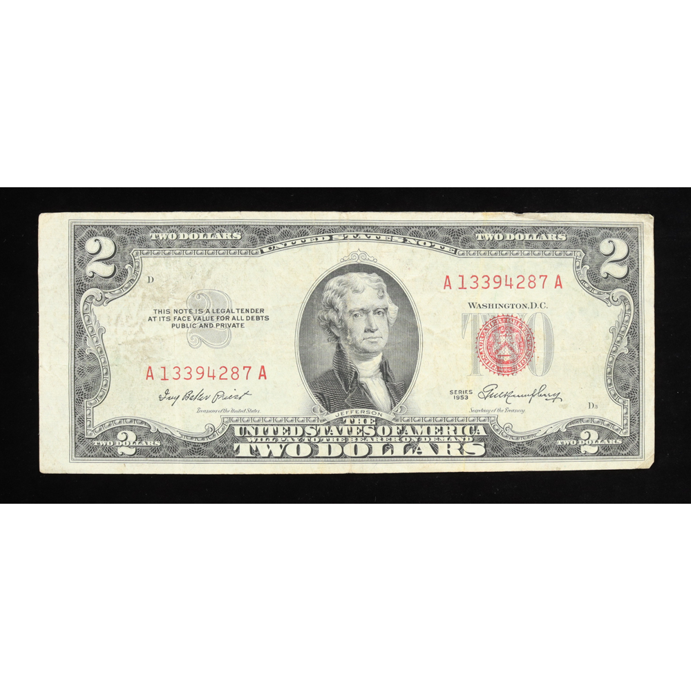 1953 Red Seal $2 Dollar Bill | Pristine Auction
